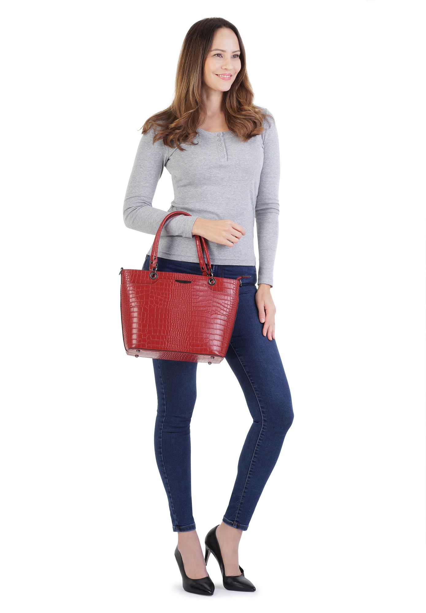 Cluty Henkeltasche »CLUTY Damen echt Leder, Made in Italy« echt Leder, Made in Italy