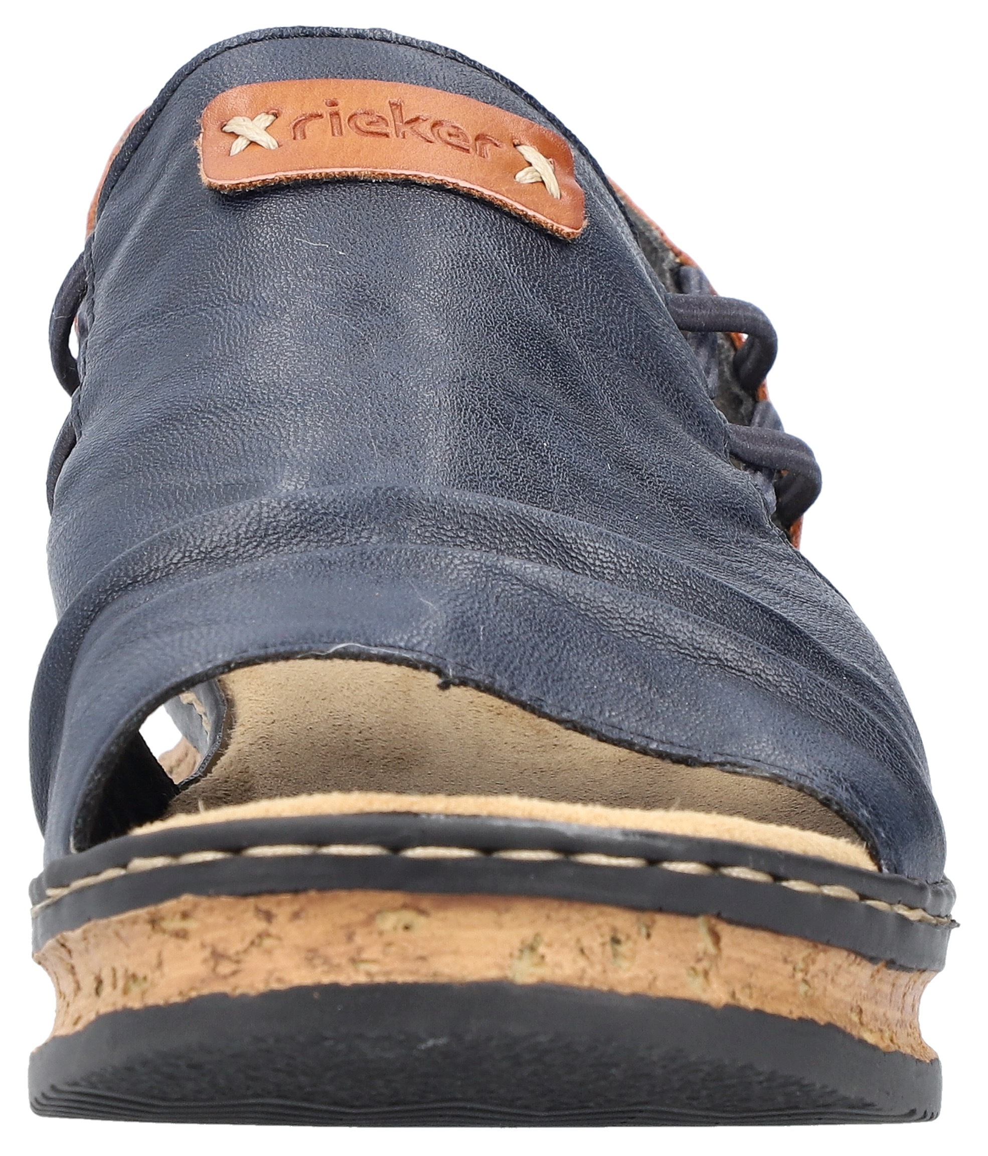 Keilsandalette RIEKER, Damen, Gr. 36, blau (dunkelblau), Lederimitat, Schuhe, Sommerschuh, Sandale, Keilabsatz, mit Stretchbänder 3