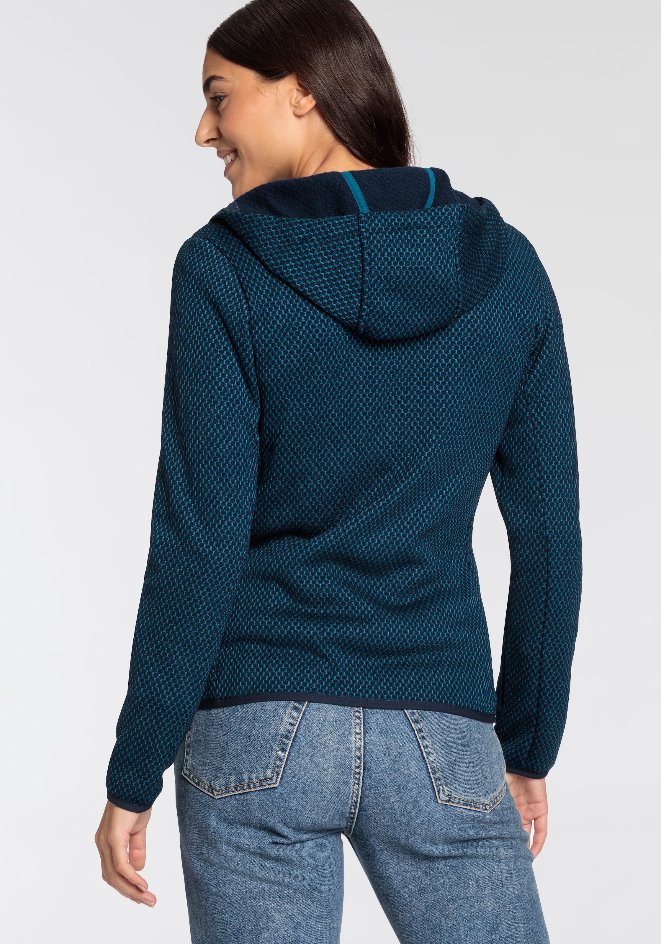 CMP Strickfleecejacke, mit Kapuze, Wärmend & windabweisend & Atmungsaktiv
