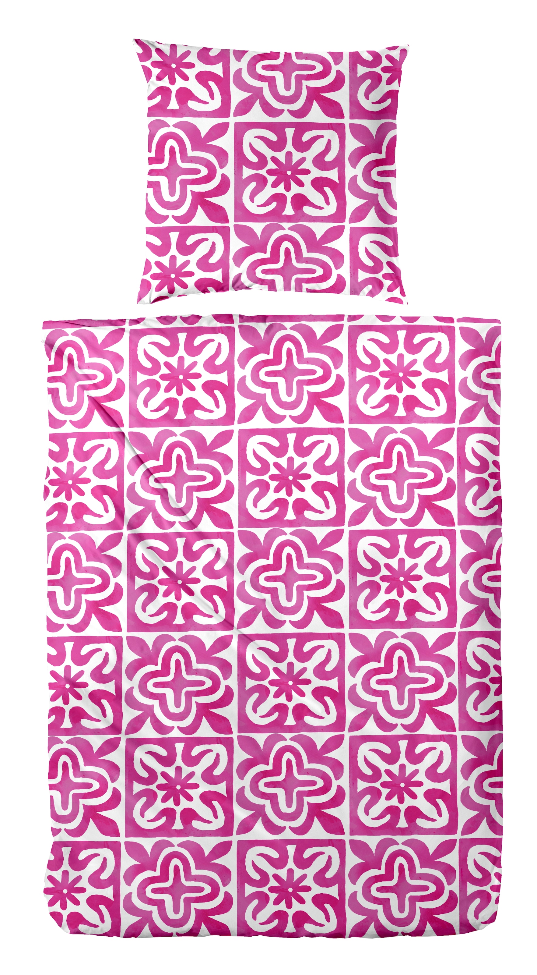 "Bettwäsche PRIMERA ""Renforce-Bettwäsche Morocco"", pink, B/L: 135cm x 200cm, 1 Stk., 1 Stk., Renforcé, B/L: 80cm x 80cm, 2, Renforcé, Obermaterial: