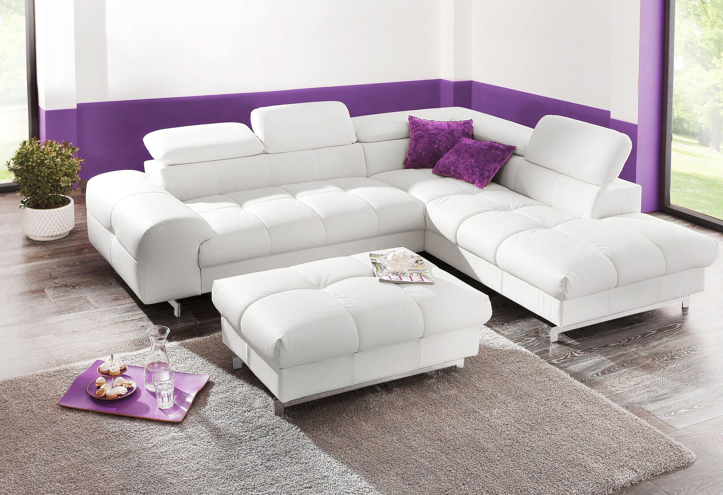COTTA Ecksofa "Chef L-Form", mit Kopfteilverstellung, edle Metallkufen, wah günstig online kaufen