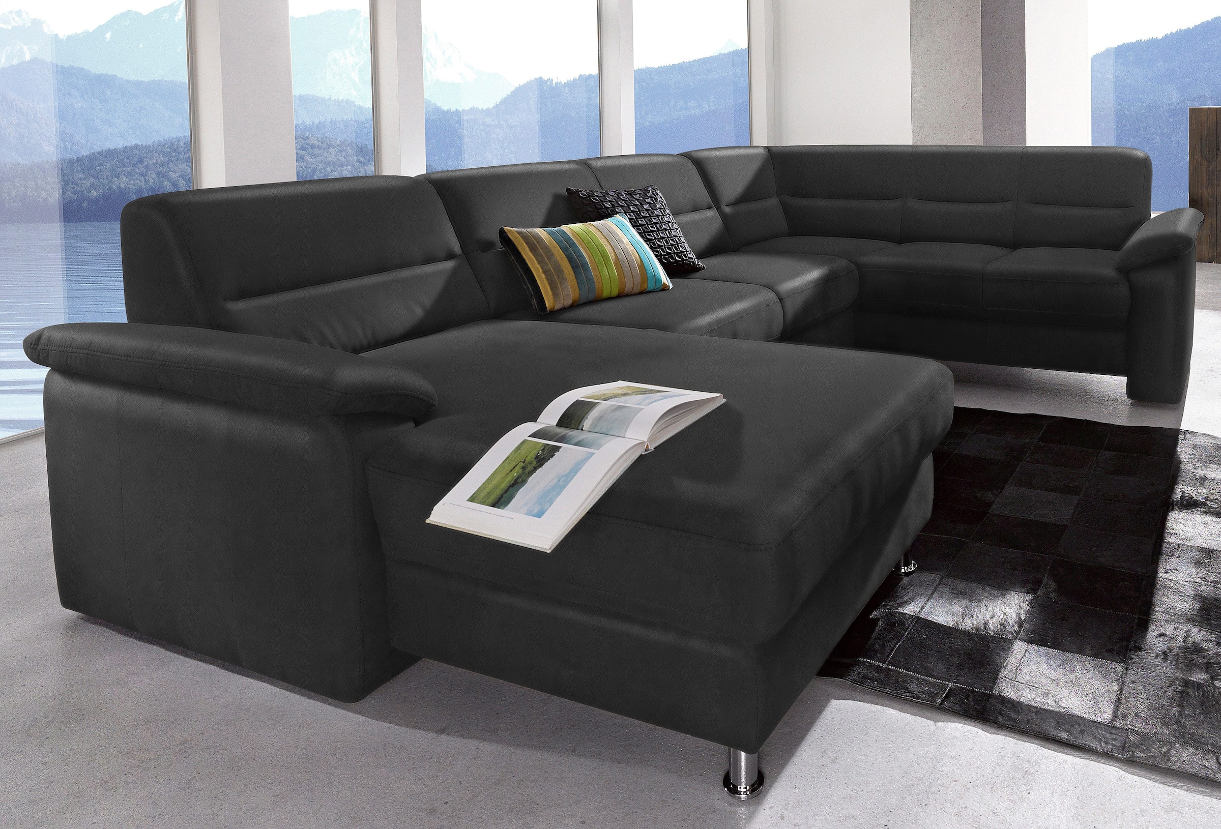 sit&more Wohnlandschaft "Ascara U-Form, B:312cm, klassisches Design, Taschenfederkernpolsterung" inklusive Boxspring/Federkern-Polsterung, wahlweise mit Schlaffunktion
