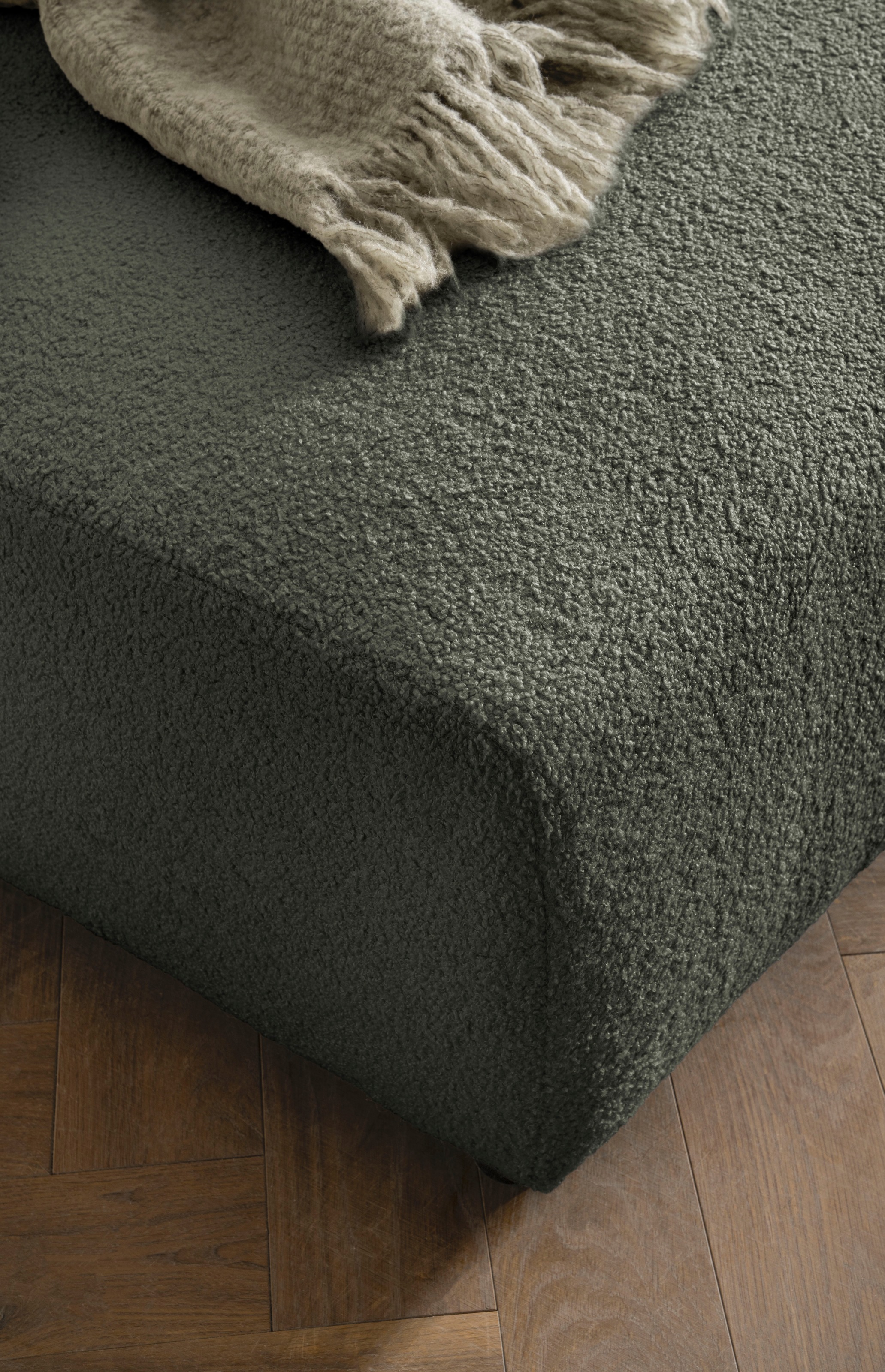 andas Ecksofa »BAKELS, L-Form in Cord oder Boucle-Stoff, moderne Couch«, wahlweise Recamiere rechts/links, bequemer Sitzkomfort