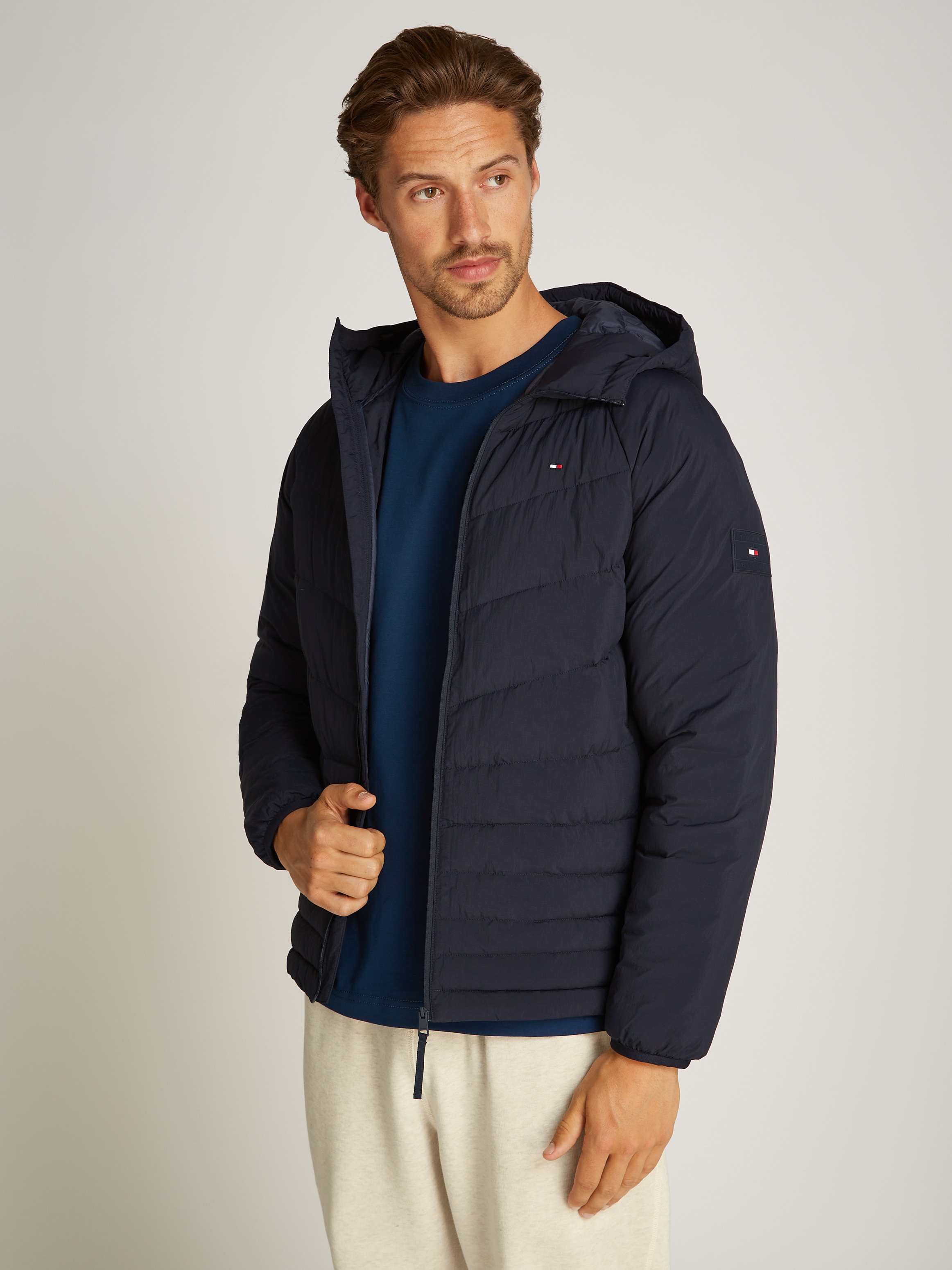 Tommy Hilfiger Steppjacke "MIX QUILT HOODED JACKET", mit Kapuze, mit Raglan günstig online kaufen