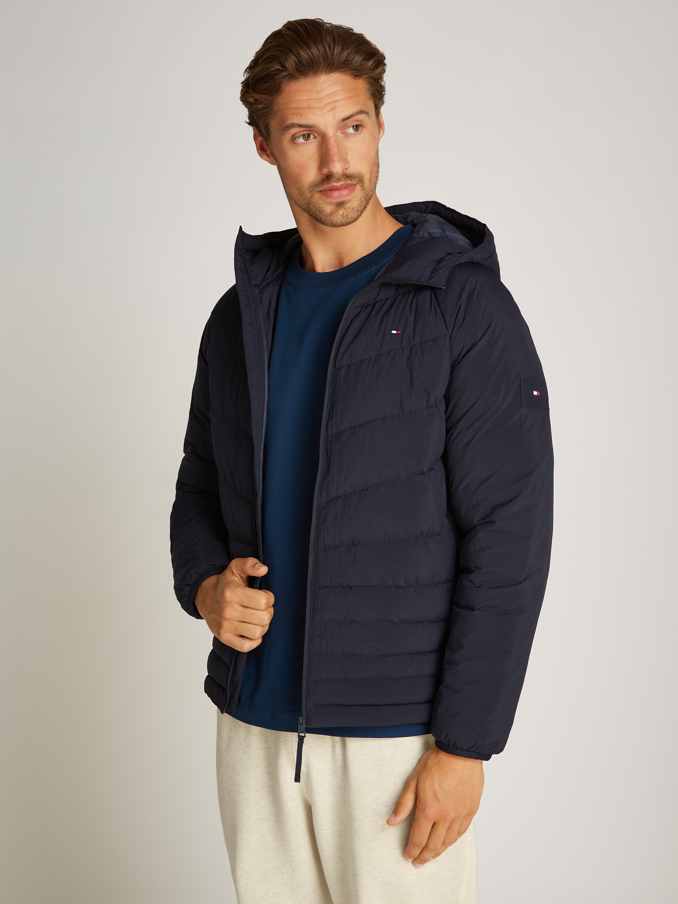 Tommy Hilfiger Steppjacke "MIX QUILT HOODED JACKET" mitKapuze mit Raglanärm günstig online kaufen