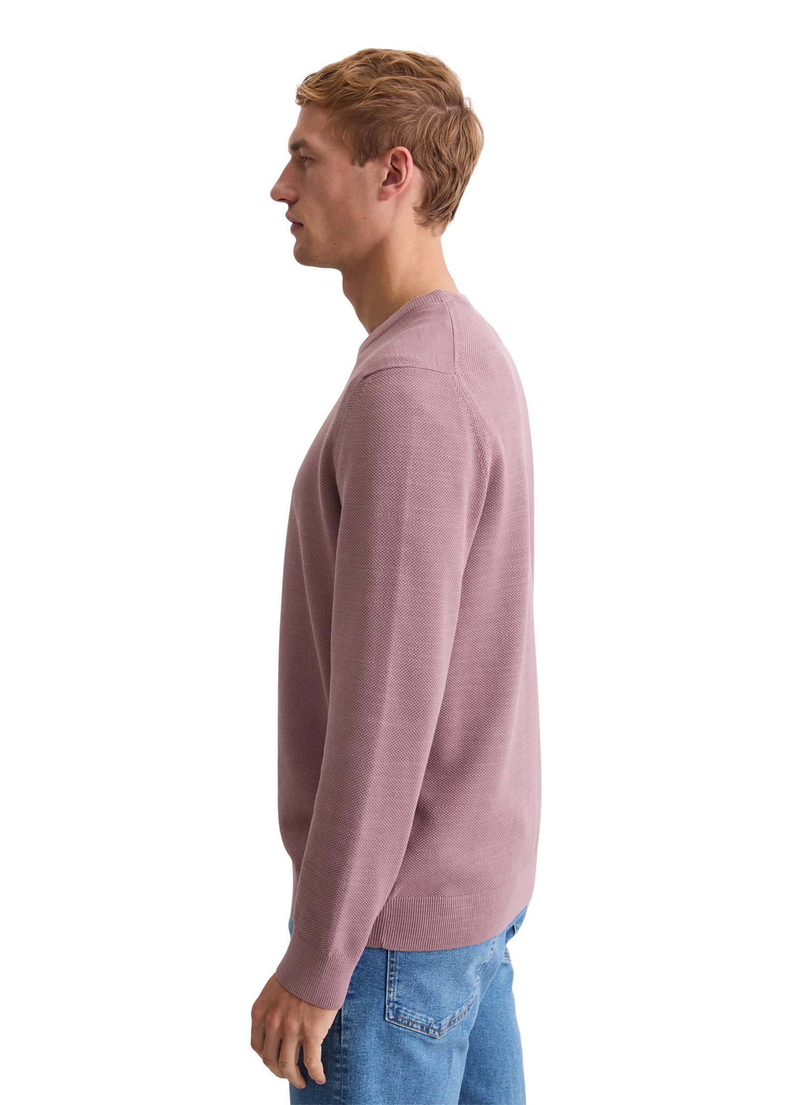 Marc O'Polo Rundhalspullover »mit feiner Piqué-Struktur«