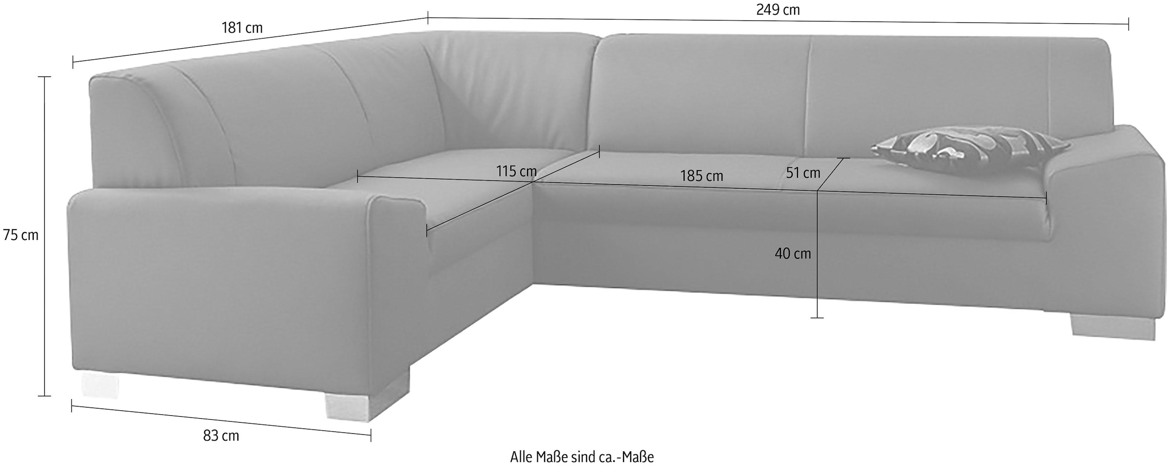 DOMO collection Ecksofa »Alisson L-Form«, wahlweise mit Bettfunktion