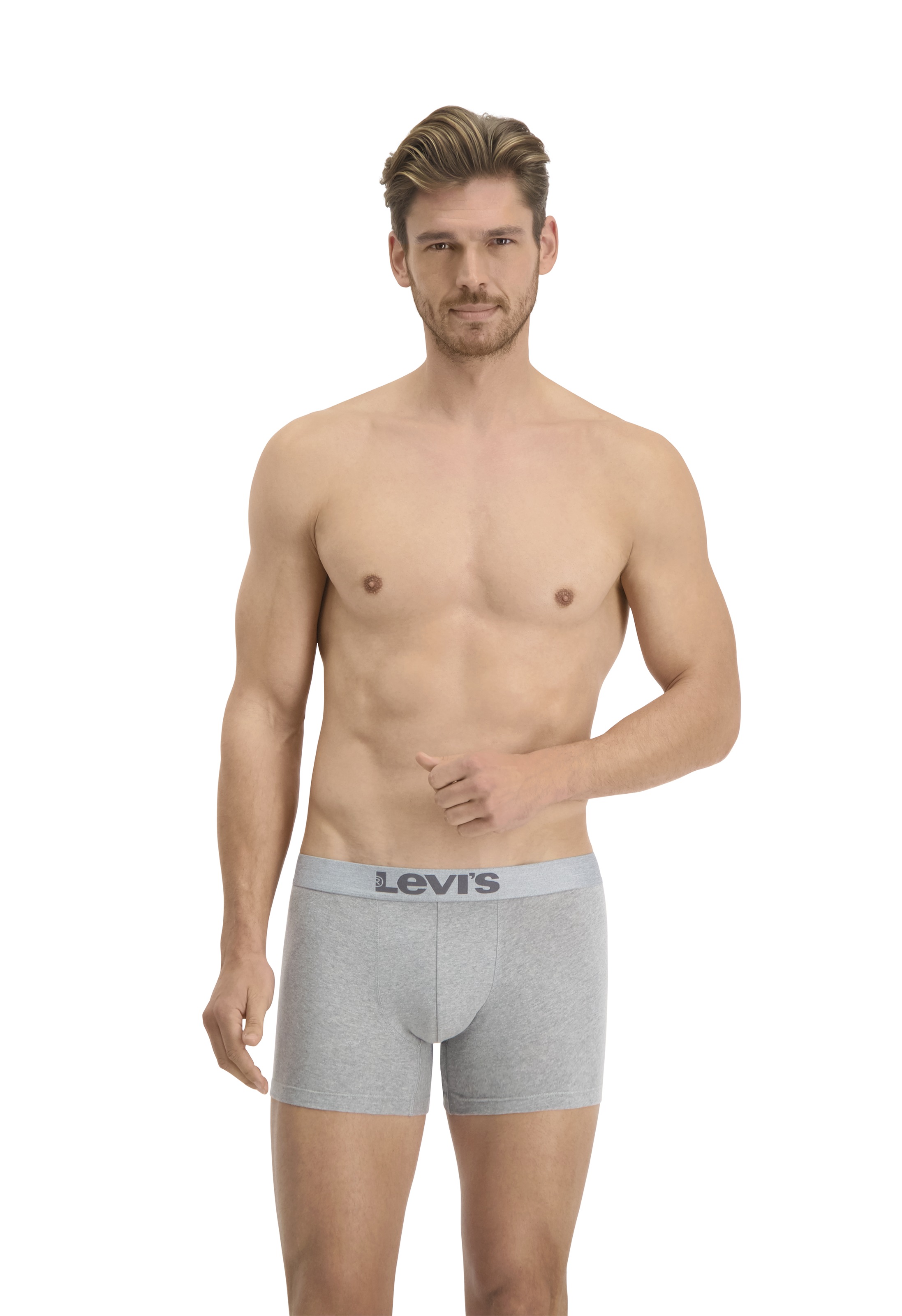 Thumbnail - Levis Boxershorts "LEVIS MEN MEL WB BOXER BRIEF ORG CO 2P" 2er Pack, mit breitem Logobund