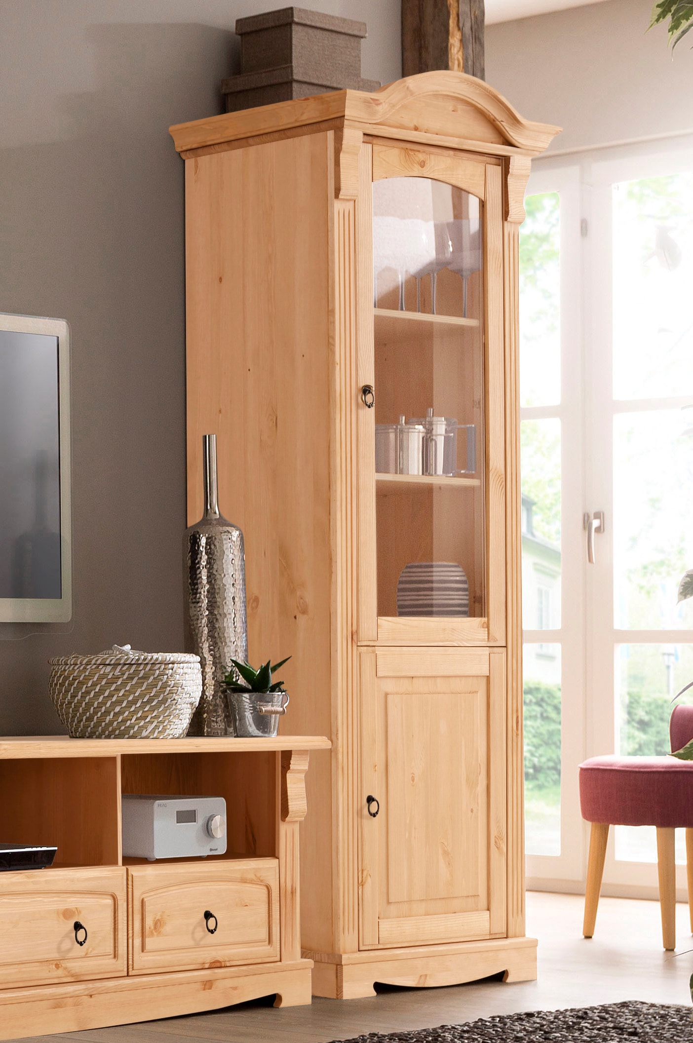 Home affaire Vitrine "Anna", (Gesamtmaße (B/T/H): ca. 66/46/188 cm), mit Gl günstig online kaufen