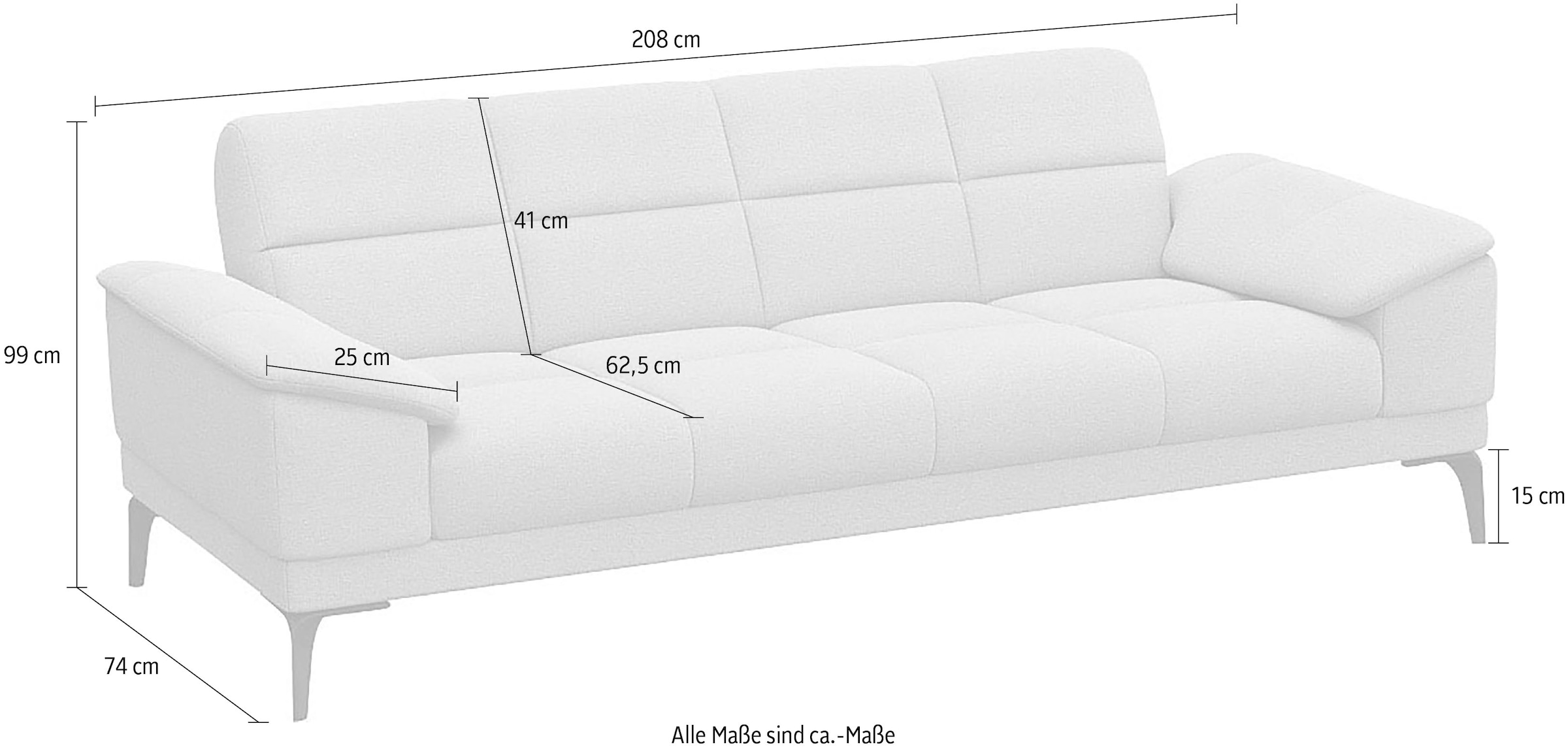 FLEXLUX 2,5-Sitzer »Viale«, Sitzaufbau hochwertiger Kaltschaum und Stahl-Wellenunterfederung