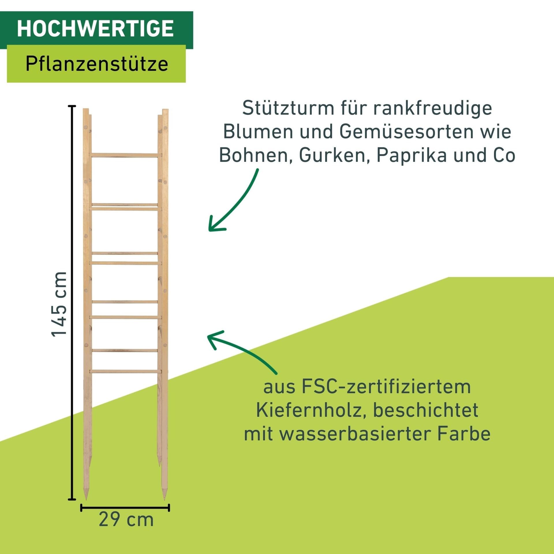 Windhager Rankgitter »Holz-Rankturm für Blumen und Gemüsepflanzen« Kletterhilfe für den Garten, 29 x 29 x 145 cm