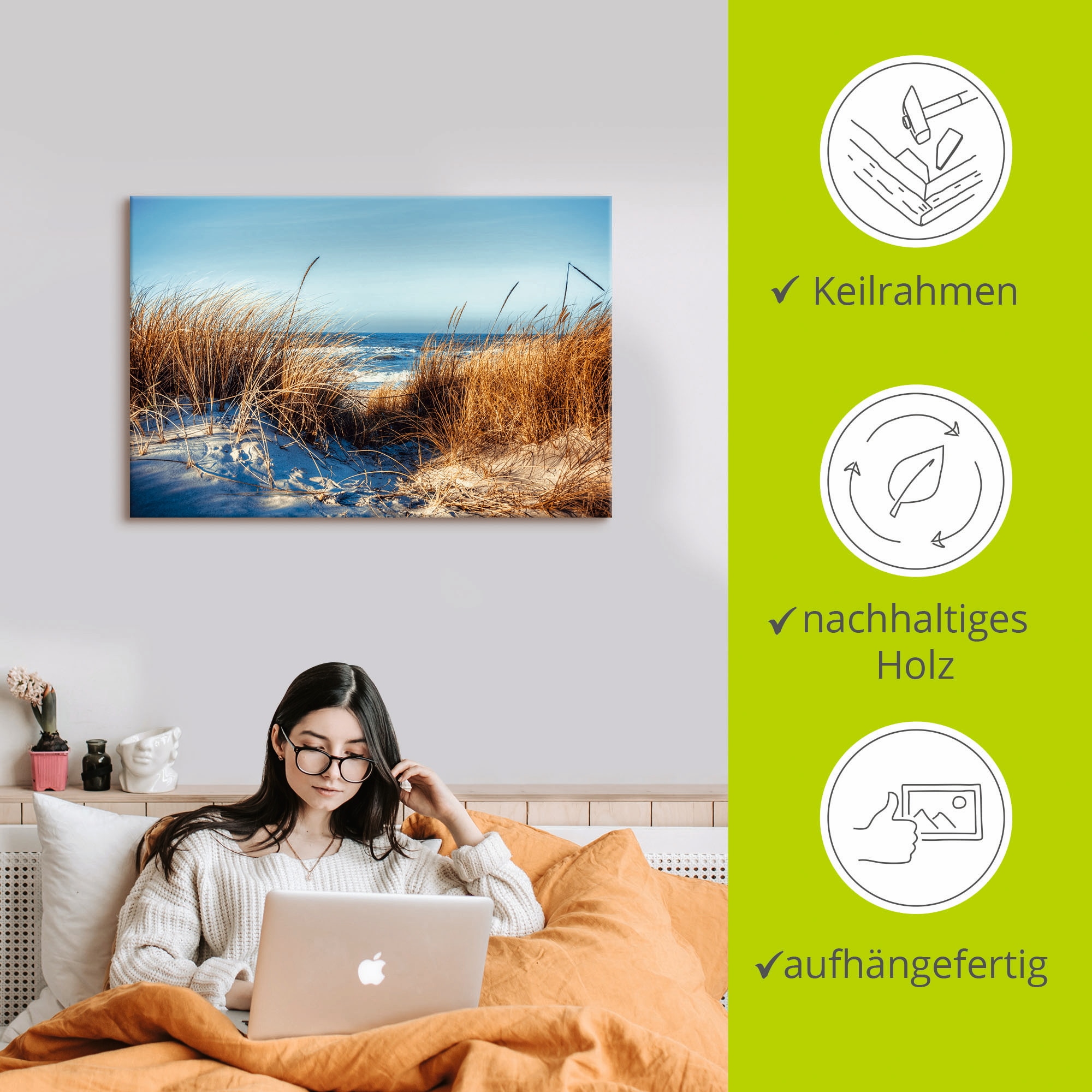 Artland Wandbild »Am Strand«, Strand, (1 St.), als Leinwandbild, Poster in verschied. Größen
