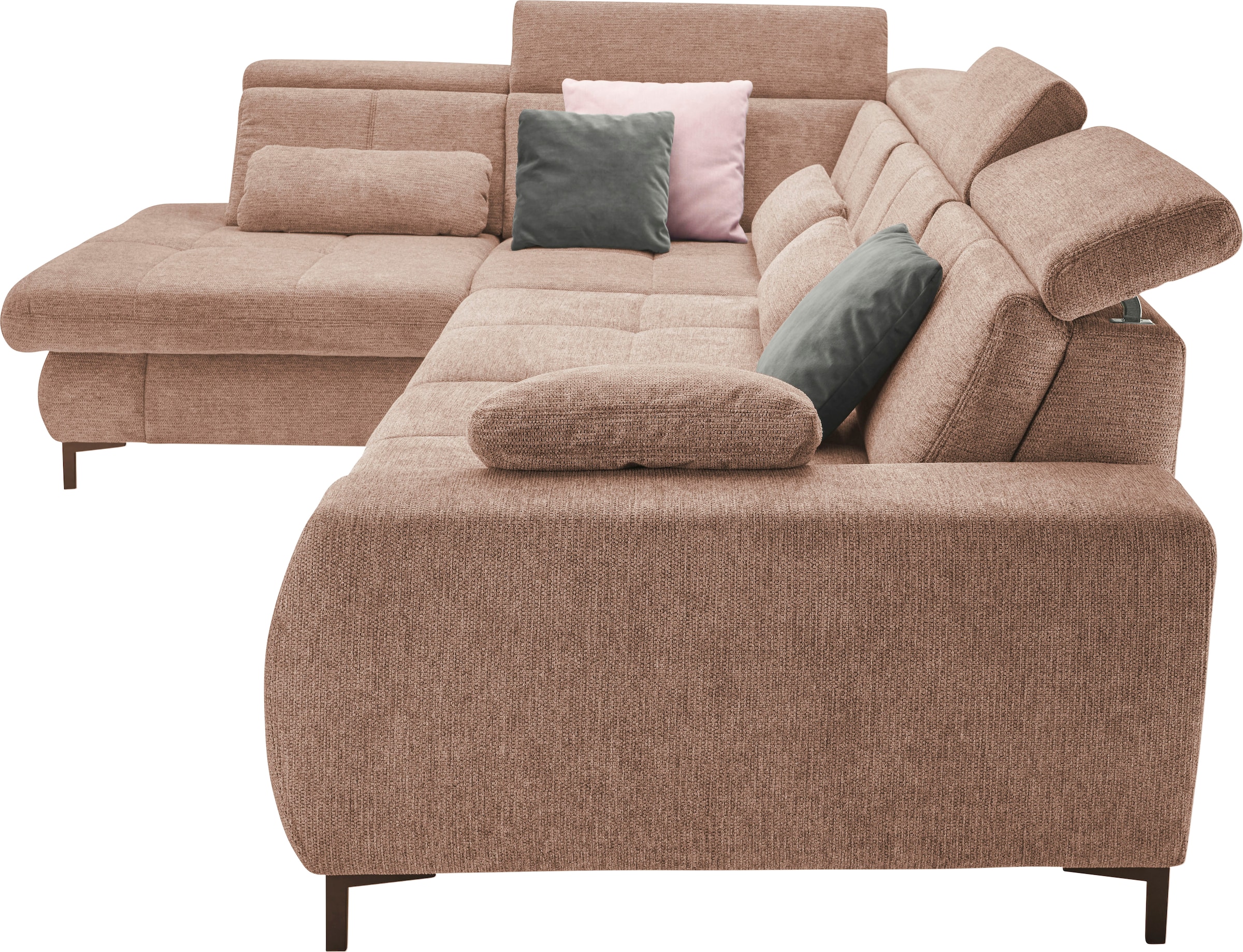 set one by Musterring Ecksofa »SO 3400 Sitzhöhe 47cm oder 49cm, Sitztiefe verstellbar, B/T 317/220 cm«, Kaltschaumpolsterung, Flachgewebe, whlw. mit Funktionen, Sitzhöhe 47