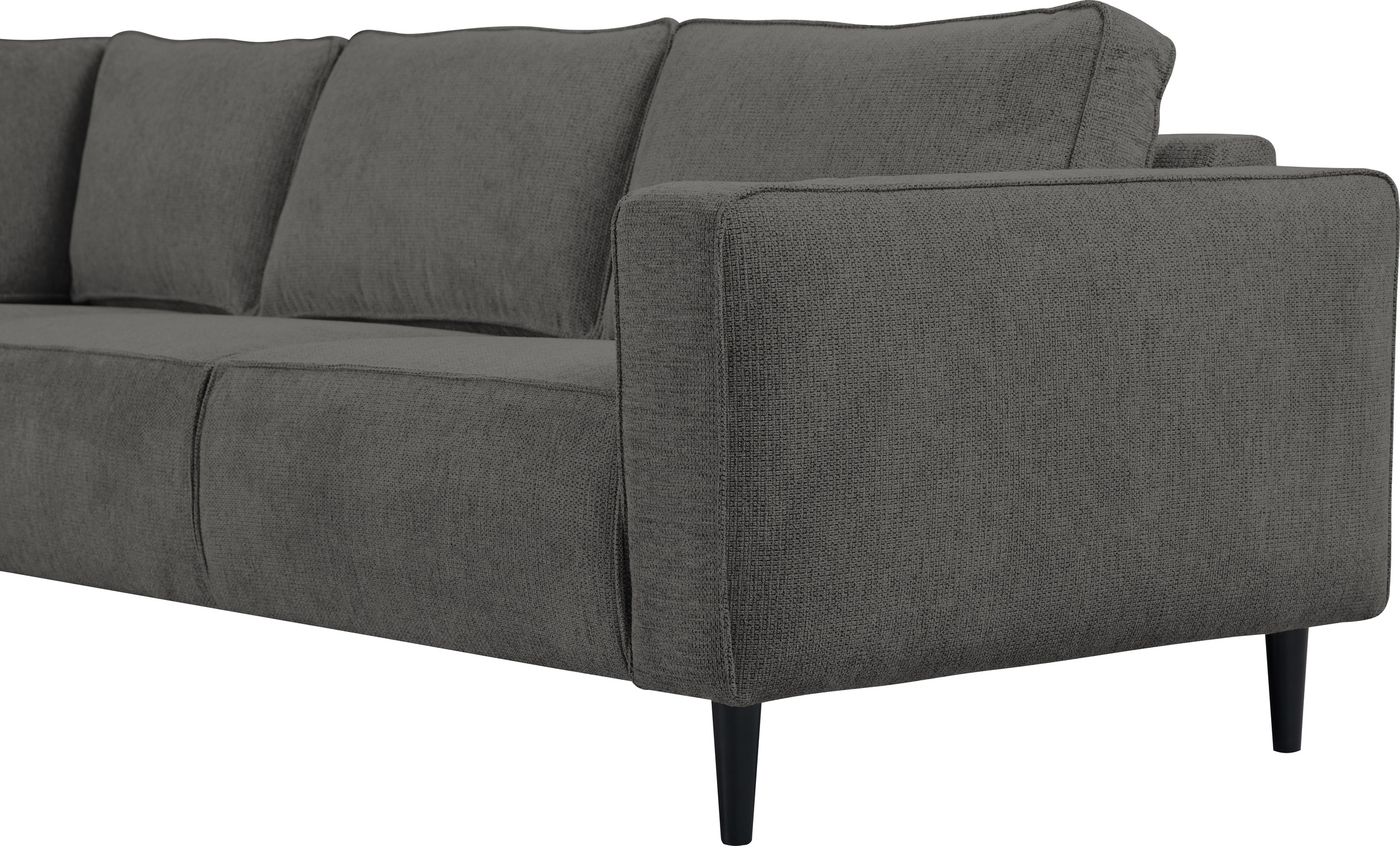 Places of Style Ecksofa »Fumone, Lederoptik oder Soft-Touch Chenille«, Breite 260, mit schwarzen Massivholzfüßen