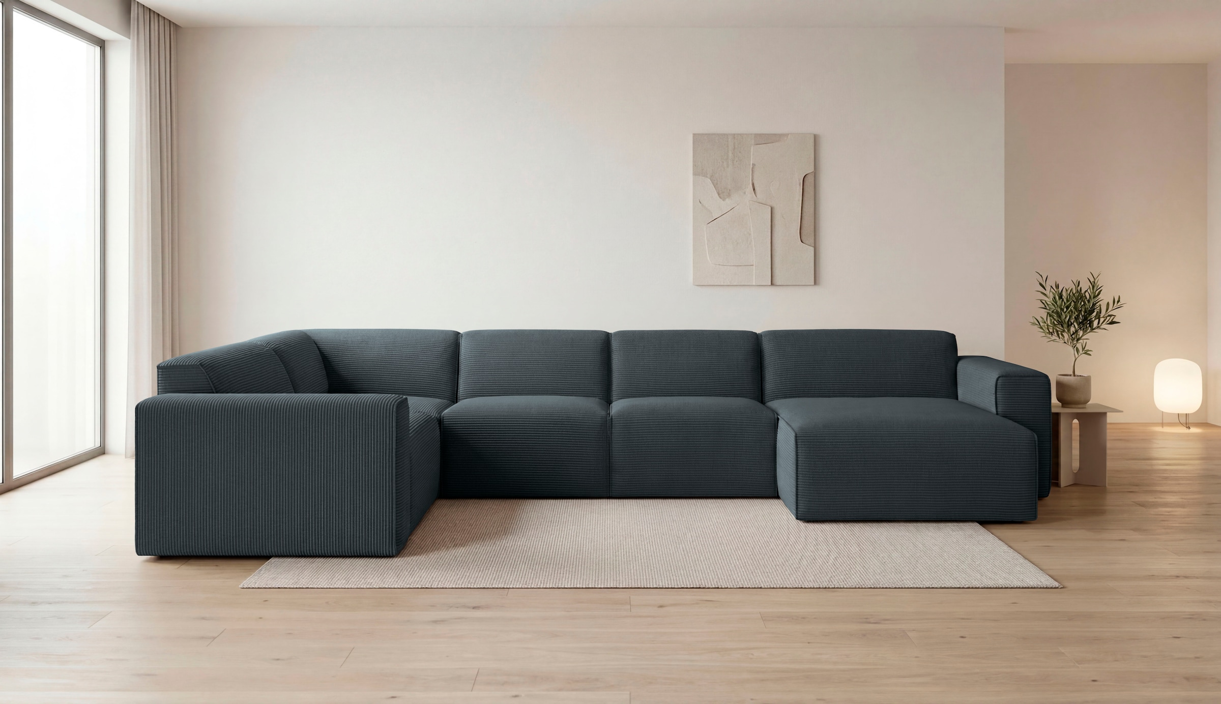 OTTO home Wohnlandschaft »Clayton Breite 371 cm, U-Form« in einem trendigen Cord-Bezug, verschiedene Kombinationen verfügbar