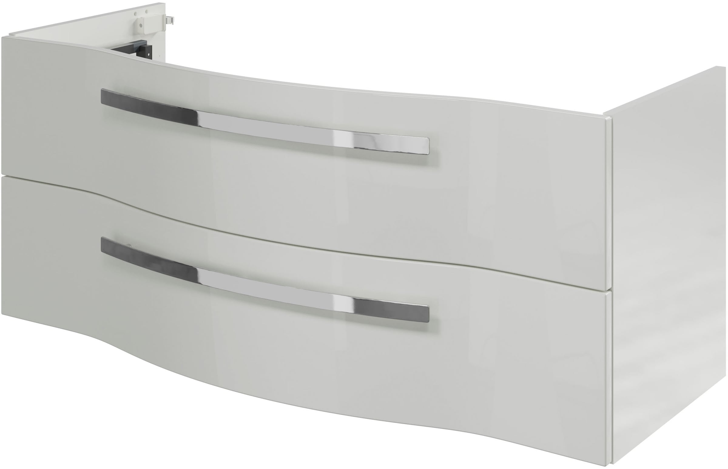 Saphir Badmöbel-Set »Serie 4005, vormontiert, Glaswaschbecken, Spiegelschrank«, (Set, 5 St.), Badezimmer Set 92 cm breit, inkl. Türdämpfer, 3 Türen, 2 Schubladen