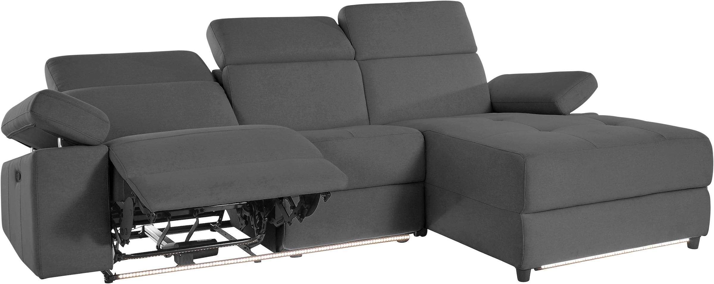 Places of Style Ecksofa »Kilado, L-Form,«, mit Relaxfunktion, verstellbarer Armlehne, Kopfteilverstellung