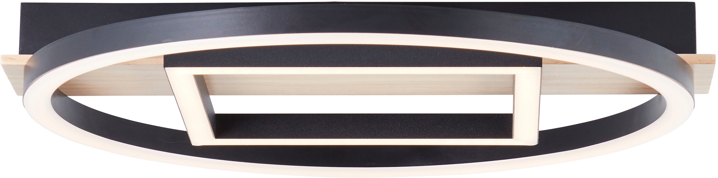 BreLight LED Deckenleuchte »Maureen«, mit Holzakzent, 37 x 37 cm, 2500 lm, 3000 K warmweiß, Holz/Metall