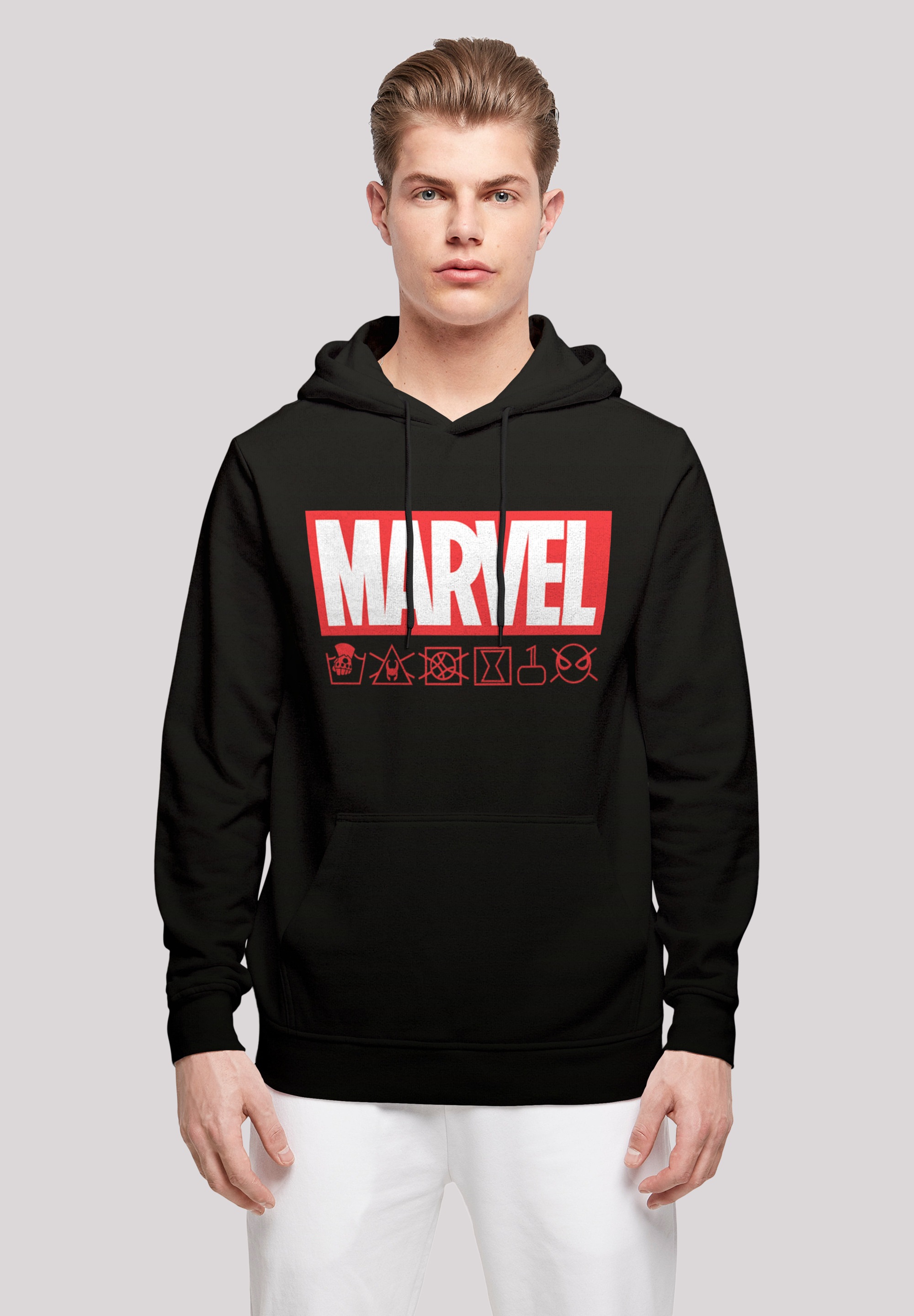 F4NT4STIC Rundhalspullover »F4NT4STIC Herren Marvel Logo washed Care with Basic Hoody«, (1 tlg.)
