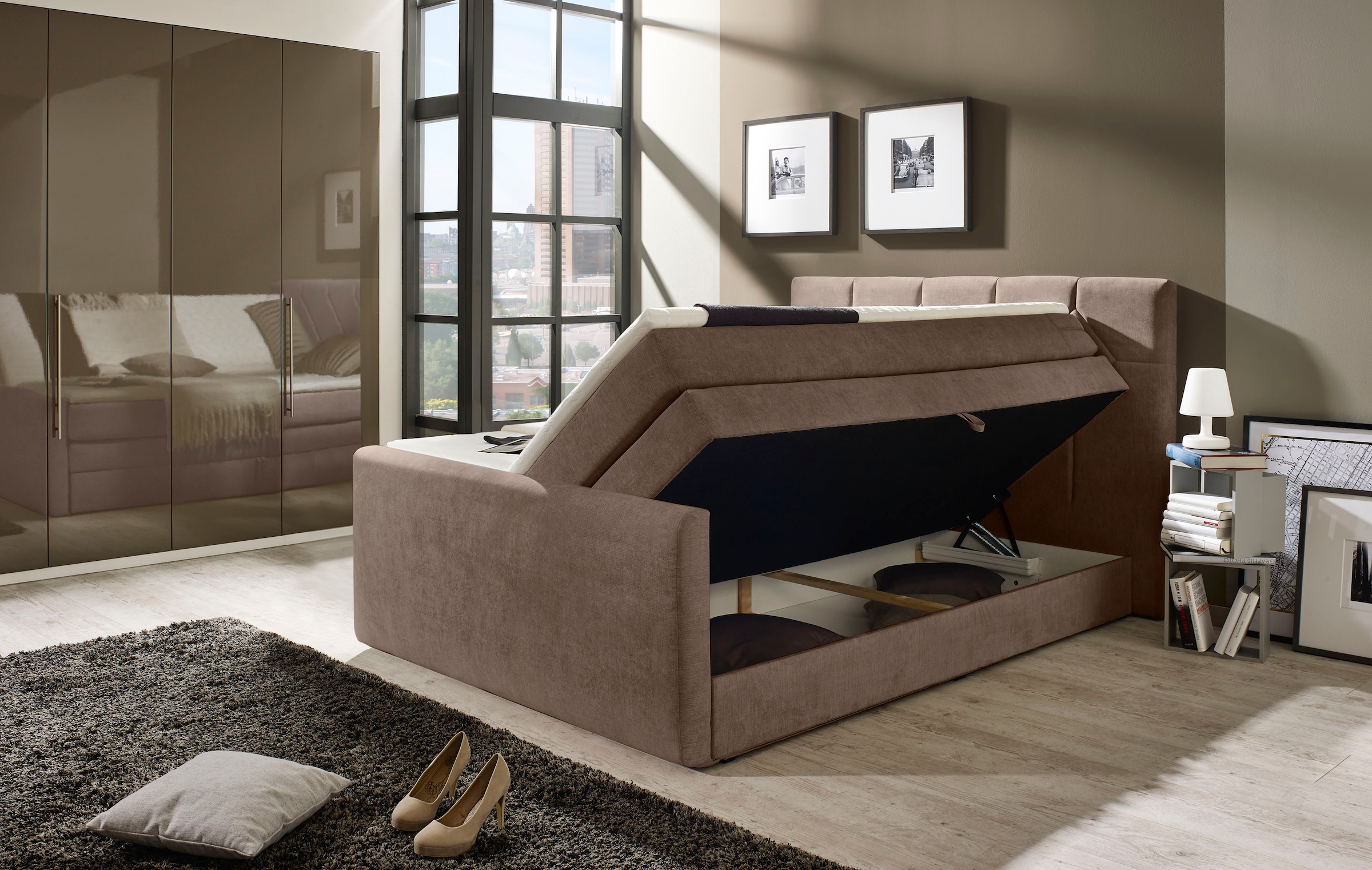 Places of Style Boxspringbett »Atlanta«, inklusive Topper und Bettkasten