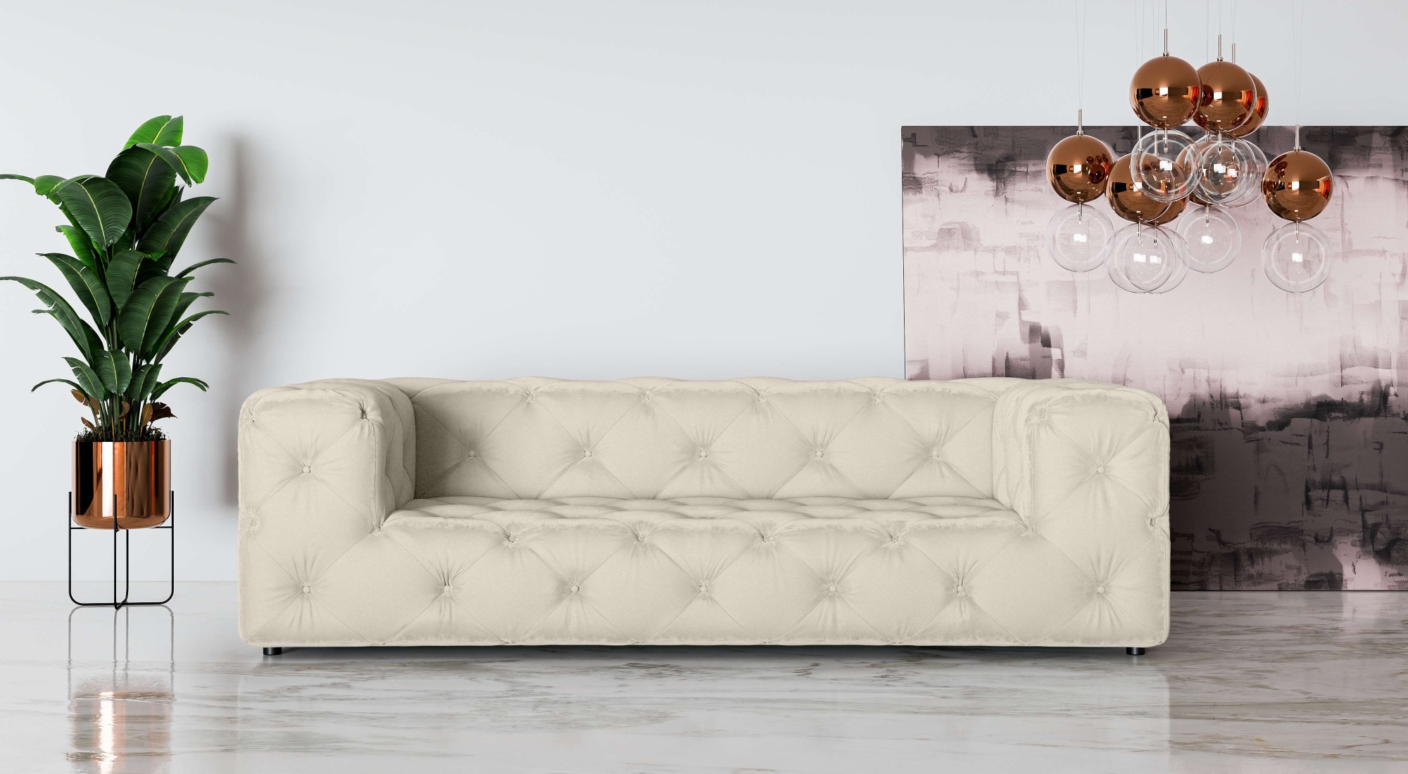 3-Sitzer »FOLLINA«, 3-Sitzer Sofa mit klassischer Chesterfield-Knopfheftung