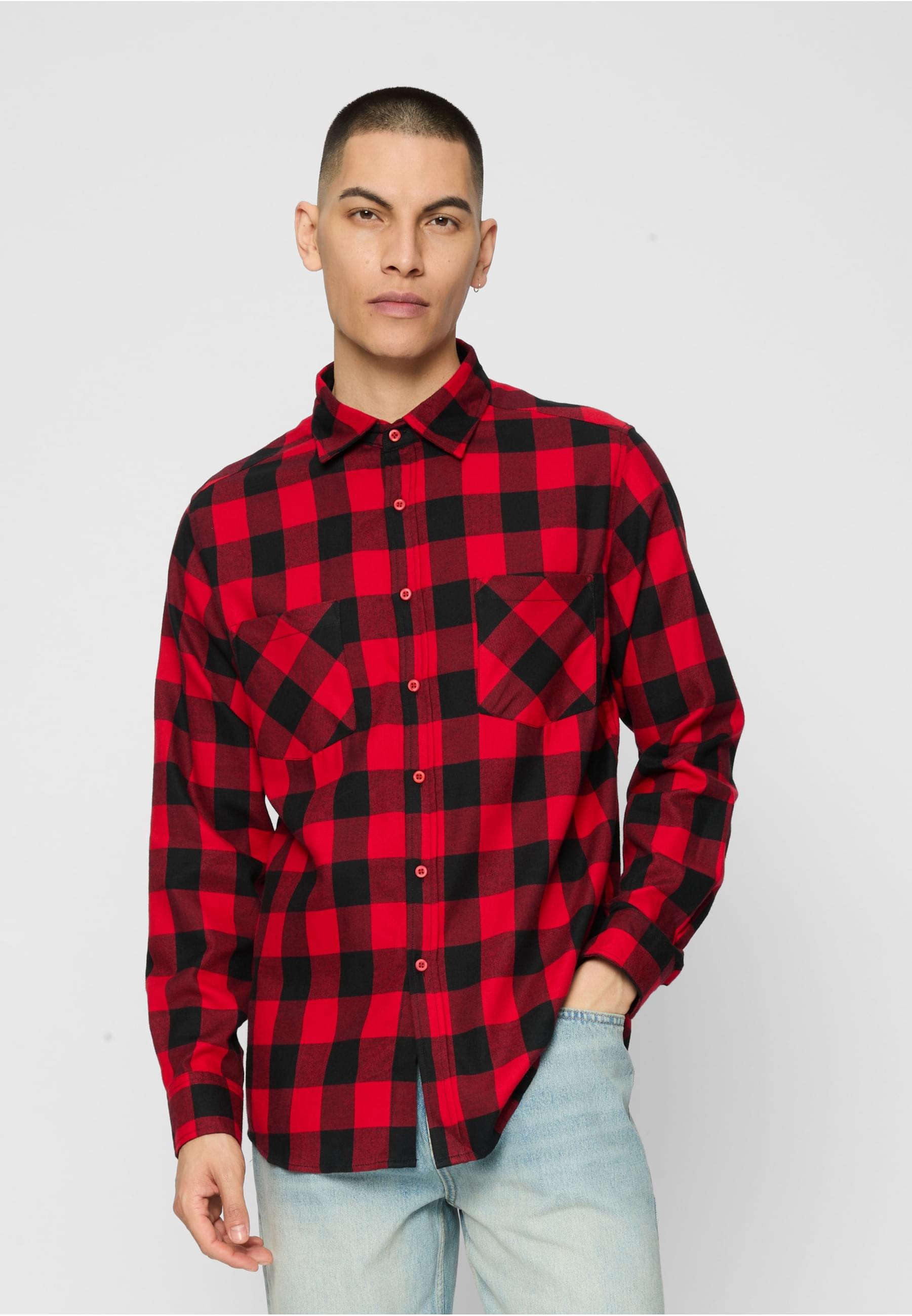 URBAN CLASSICS T-Shirt »Urban Classics Herren Checked Flanell Shirt«, (1 tlg.)