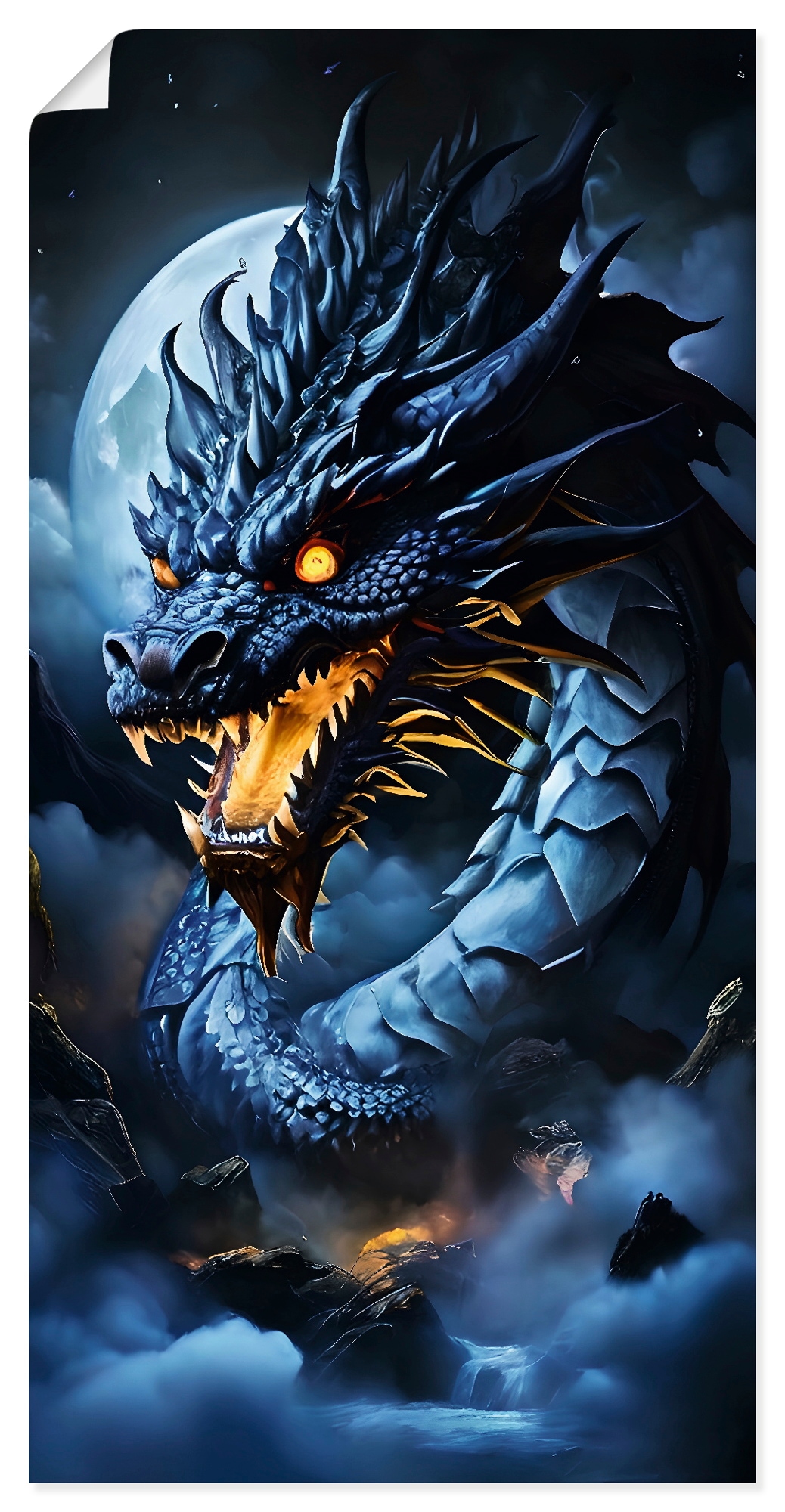 Wandbild ARTLAND "Die Wut des Drachen XVII", farbe bild(er): blau, B:30cm H:60cm, Papier, Bilder, als Alubild, Leinwandbild, Poster, Wandaufkleber in verschied. Größen