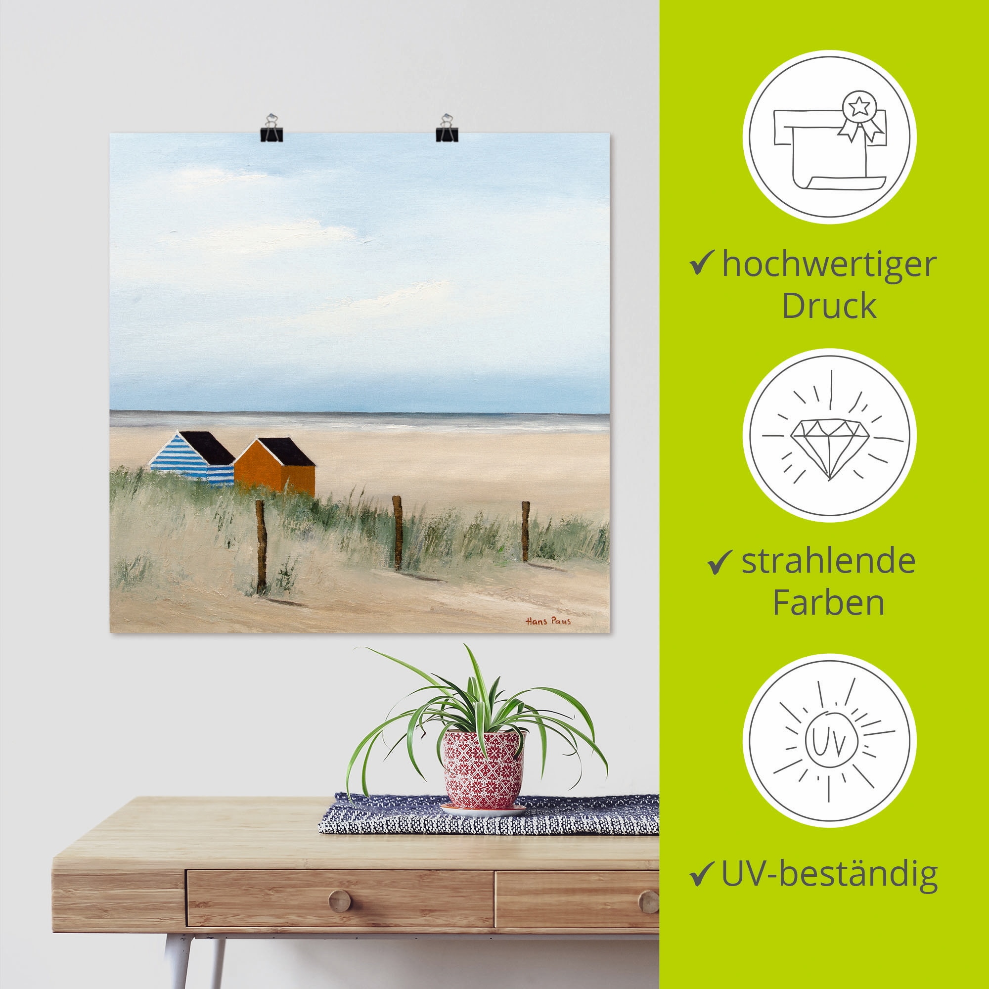 Artland Wandbild »Sonniger Morgen V«, Strand, (1 St.), als Leinwandbild, Poster in verschied. Größen