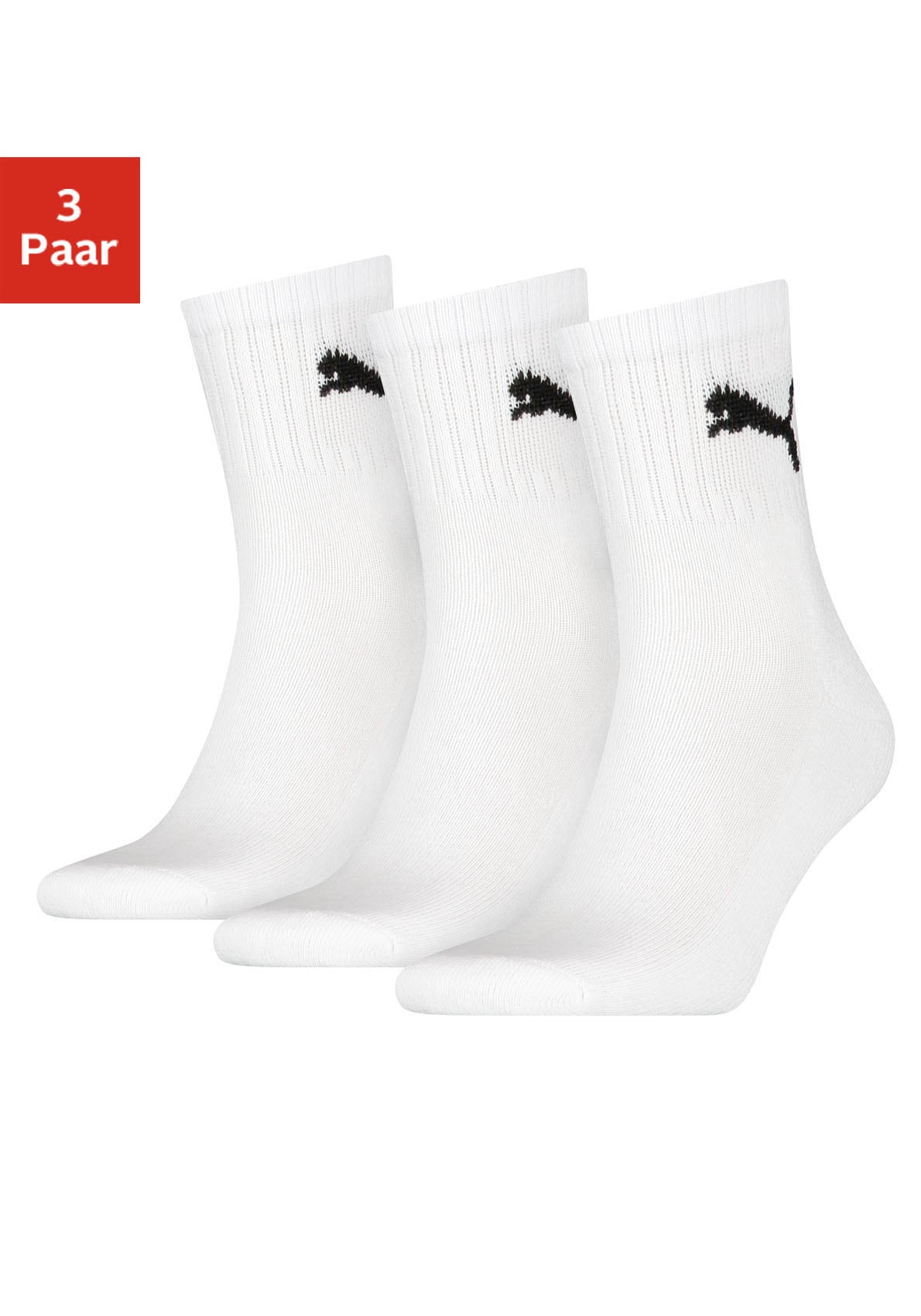 PUMA Sportsocken "short crew", (3 Paar), mit klassischer Rippe