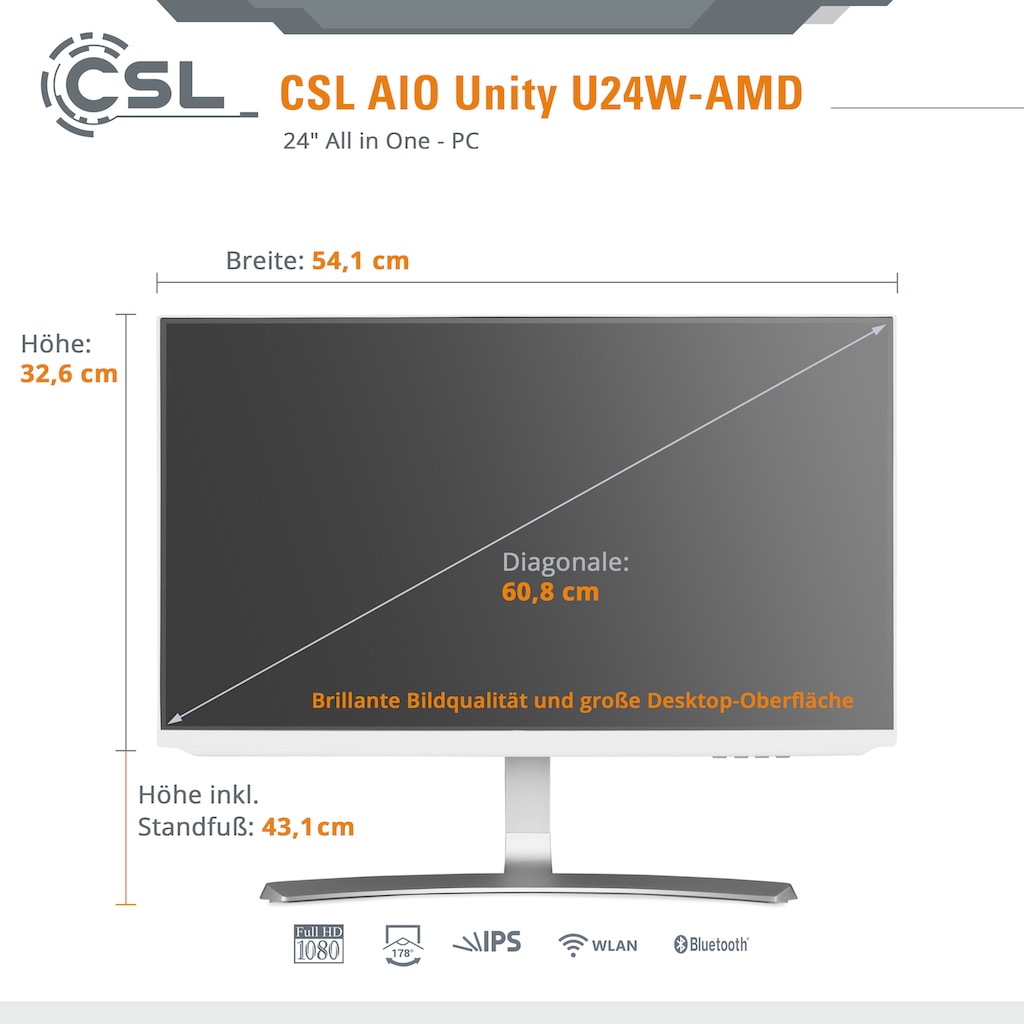 CSL All-in-One PC »Unity U24B-AMD / 4300GE / 1000 GB / 16 GB RAM / Win 11«