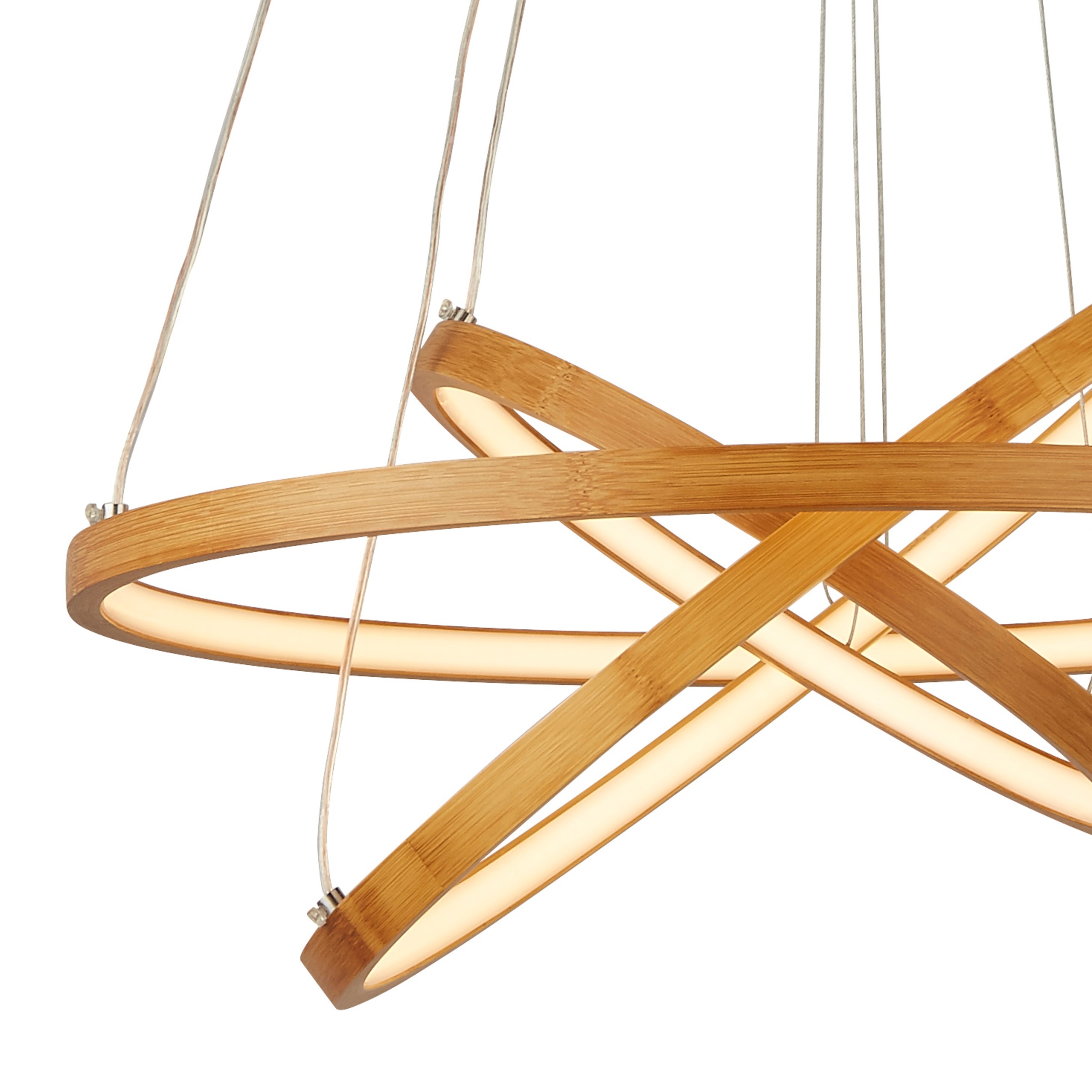 Searchlight Hängeleuchte »x Eternity Pendant - Natural Bamboo & Gold Metal« LED-Modul 1 Stk. Warmweiß