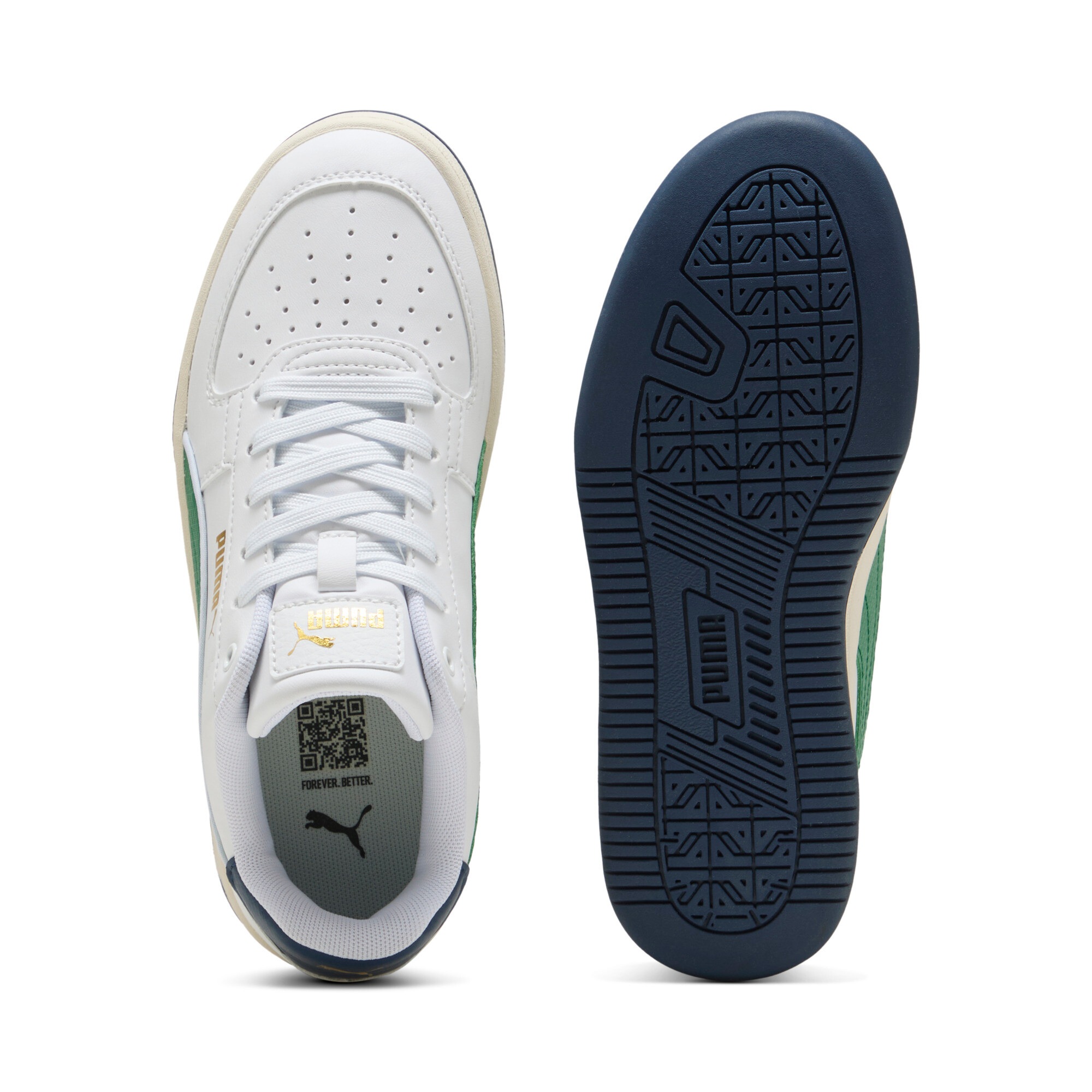 Sneaker PUMA "CAVEN 2.0 RETRO JR", Jungen, Gr. 37, weiß (puma weiß, archive grün, warm weiß), Synthetik, Schuhe Sneaker 3