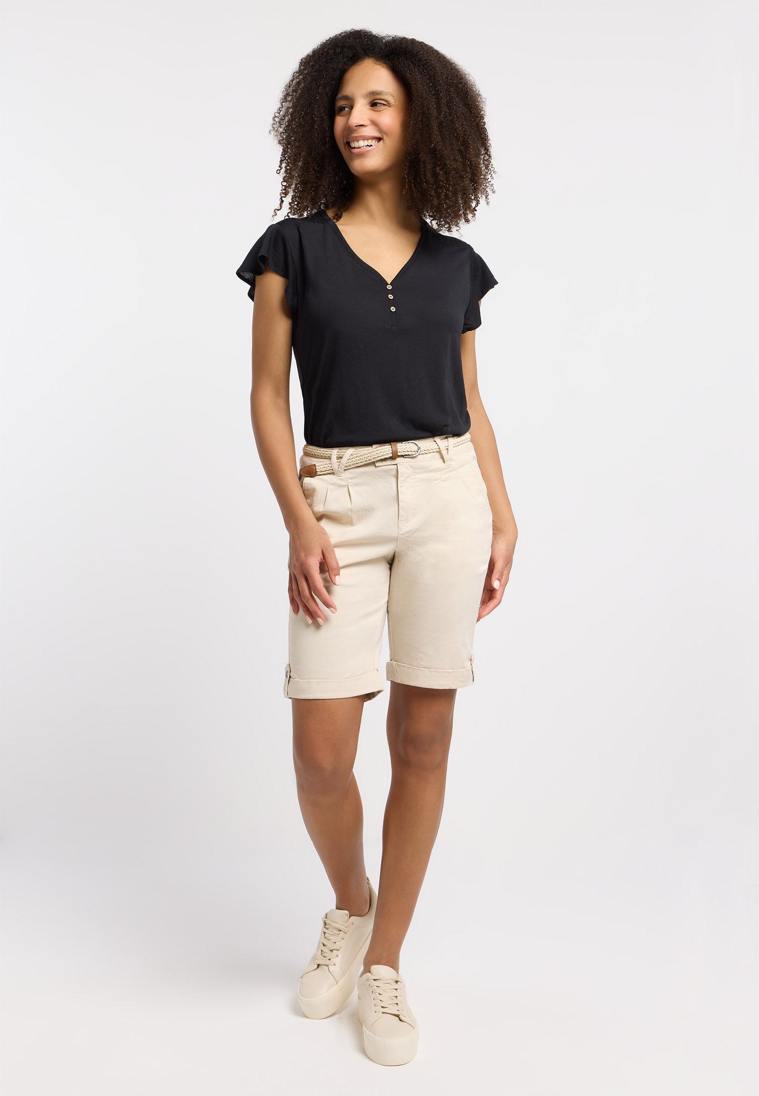 Ragwear Bermudas »YOTO«  Elastischer Twill, leicht gepeached und mit Gürtel