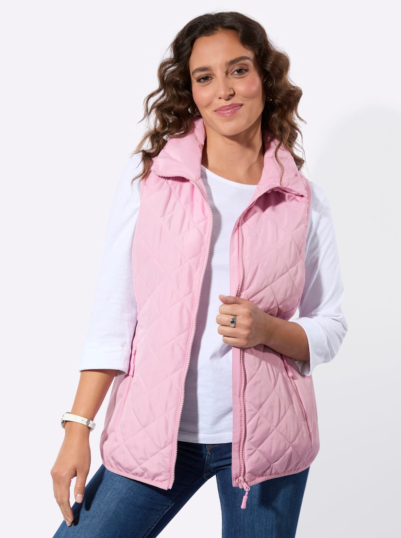 Steppweste CASUAL LOOKS, Damen, Gr. 36, rosé, 100% Polyester, Wattierung:100% Polyester, unifarben, Westen Steppweste