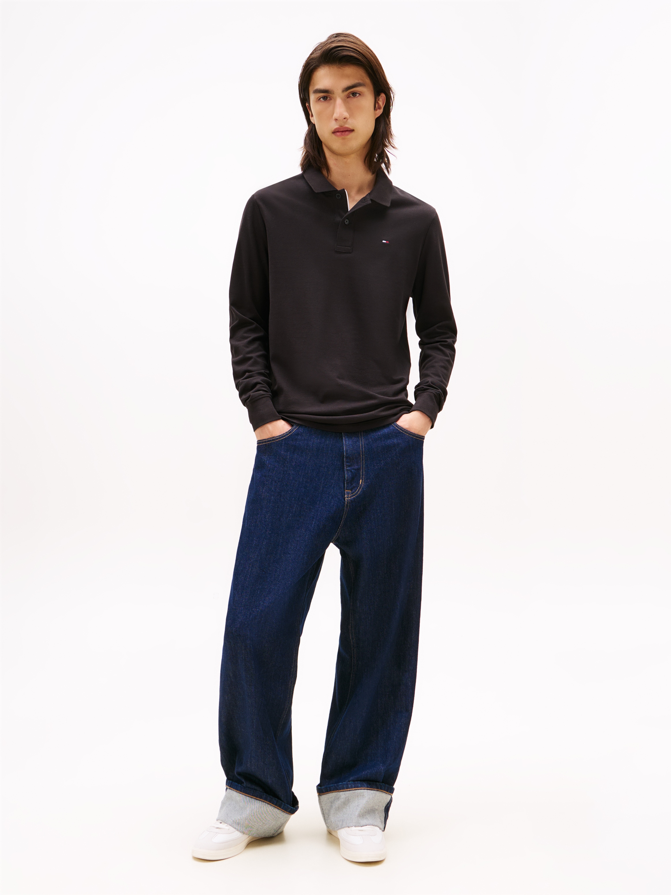 Tommy Jeans Poloshirt »TJM SLIM PLACKET POLO LS EXT«, mit Logostickerei