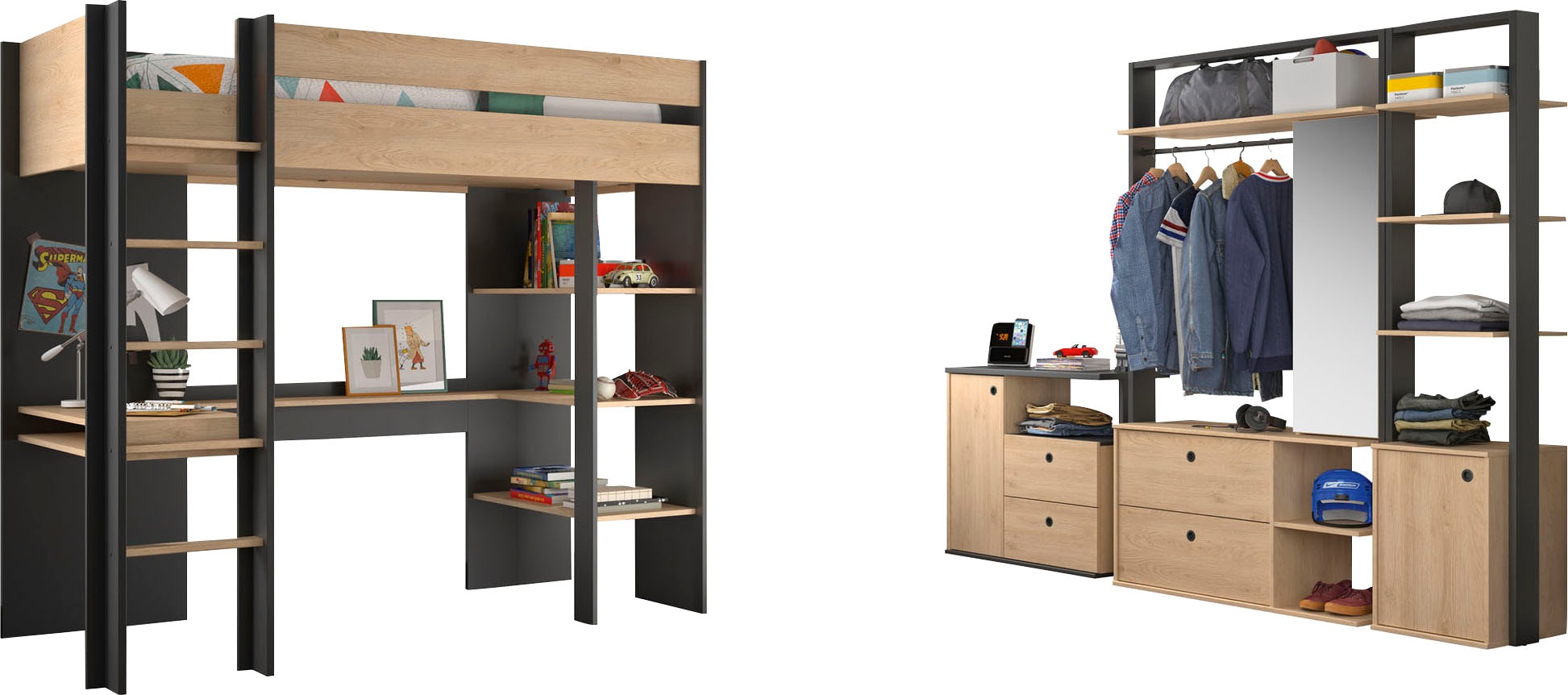 Gami Jugendzimmer-Set "Duplex", (4 tlg., 2x offenes Schranksystem, Kommode, günstig online kaufen