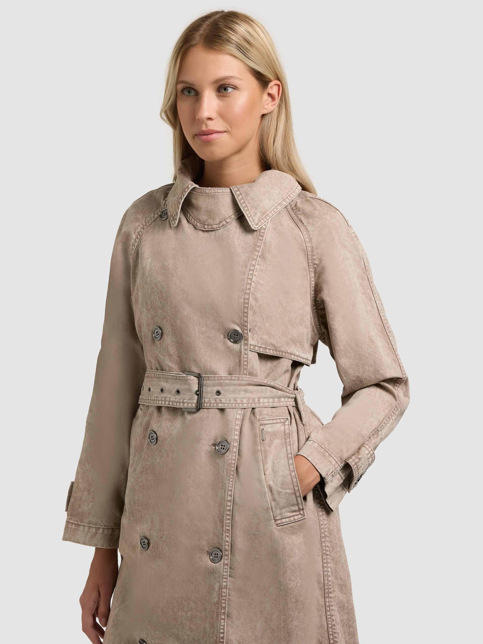 khujo Trenchcoat »Enza« Damen Übergangsmantel in Jeans-Optik