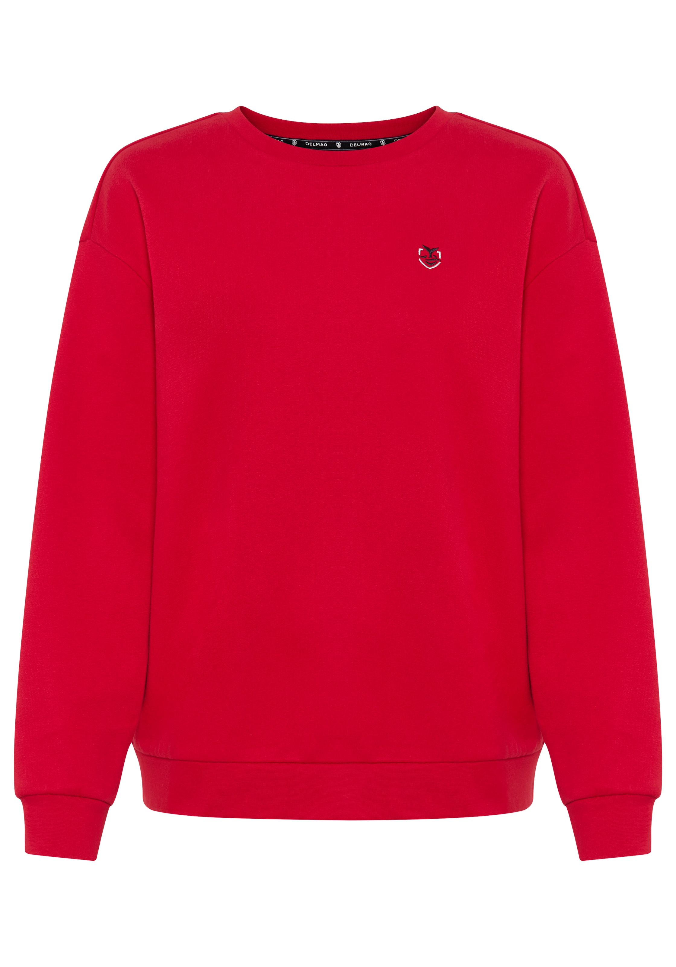 DELMAO Sweater, Angeraute Baumwollmischung mit Logostickerei auf der Brust