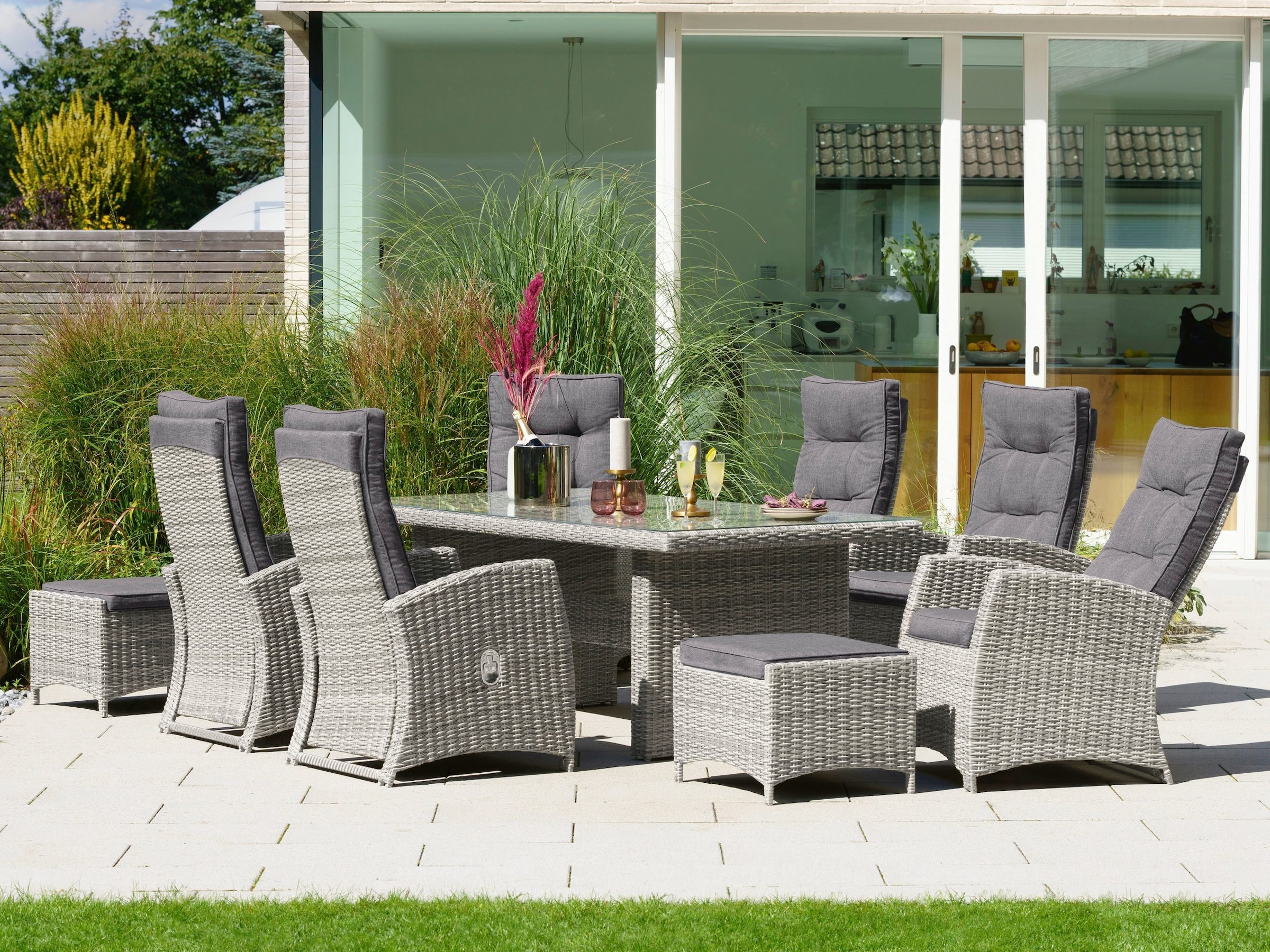 KONIFERA Garten-Essgruppe "Monaco" Set, 6x Sessel, 2x Hocker, 1x Tisch 200x günstig online kaufen