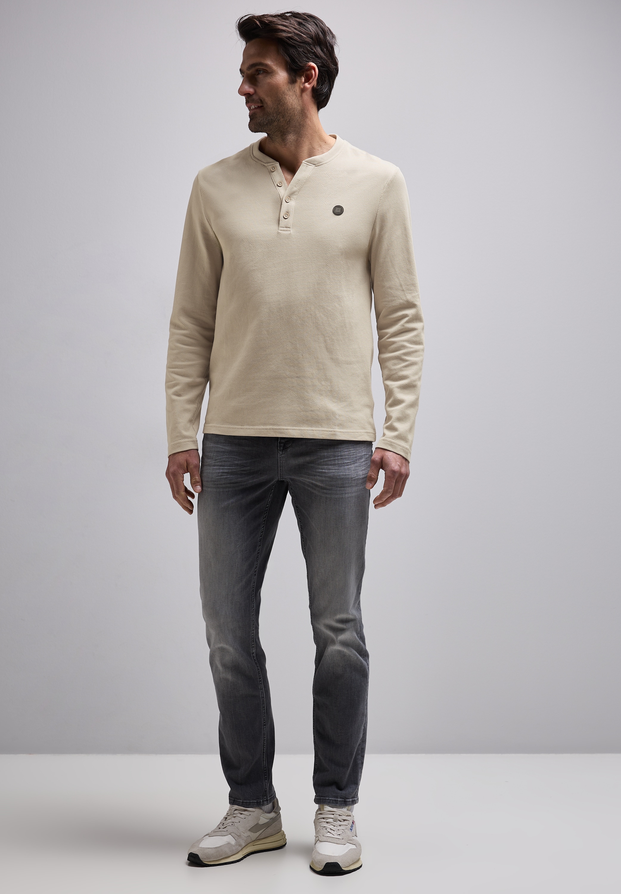STREET ONE MEN Langarmshirt, aus reiner Baumwolle