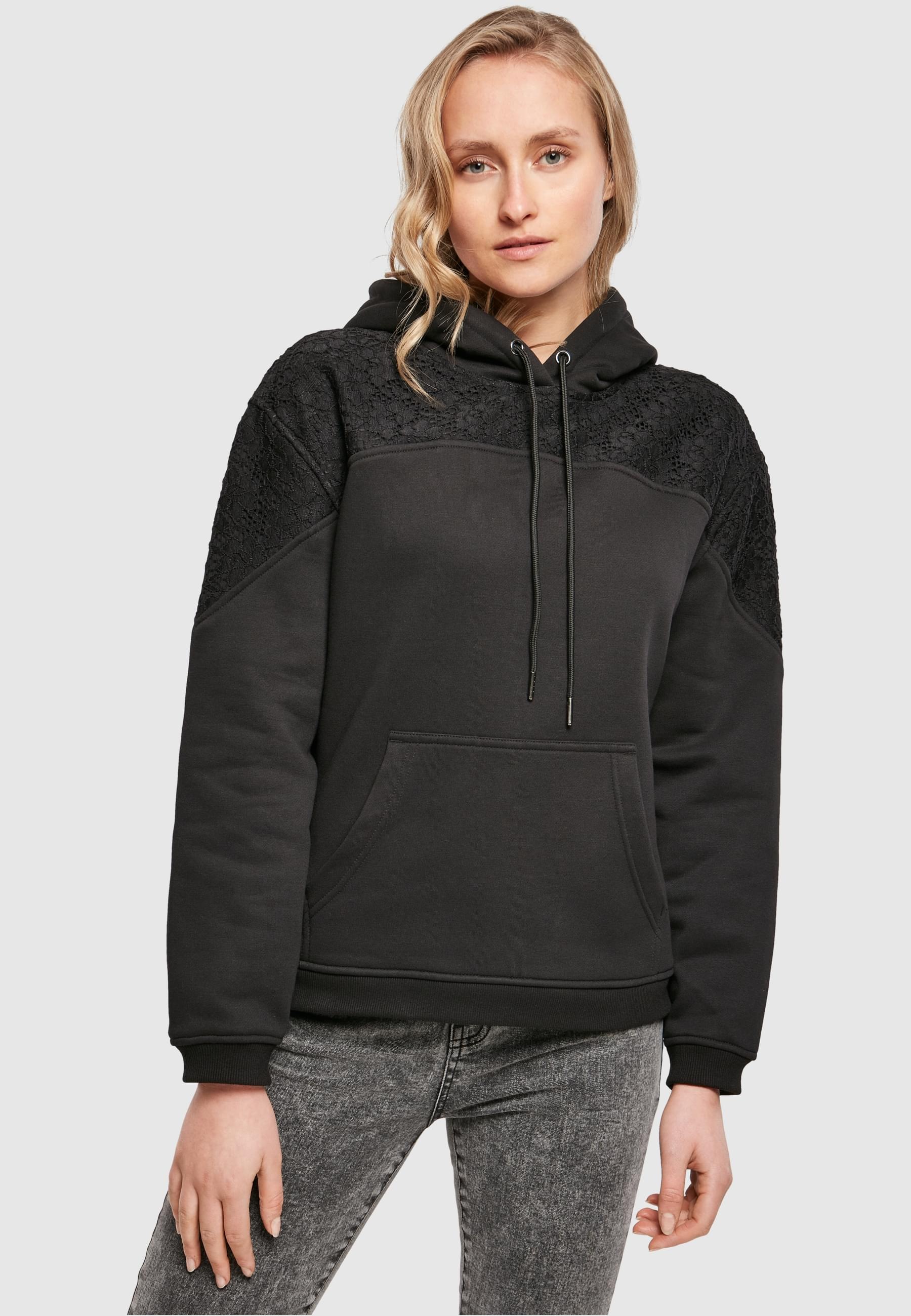 URBAN CLASSICS Kapuzenpullover »Urban Classics Damen Ladies Lace Inset Hoody«, (1 tlg.)