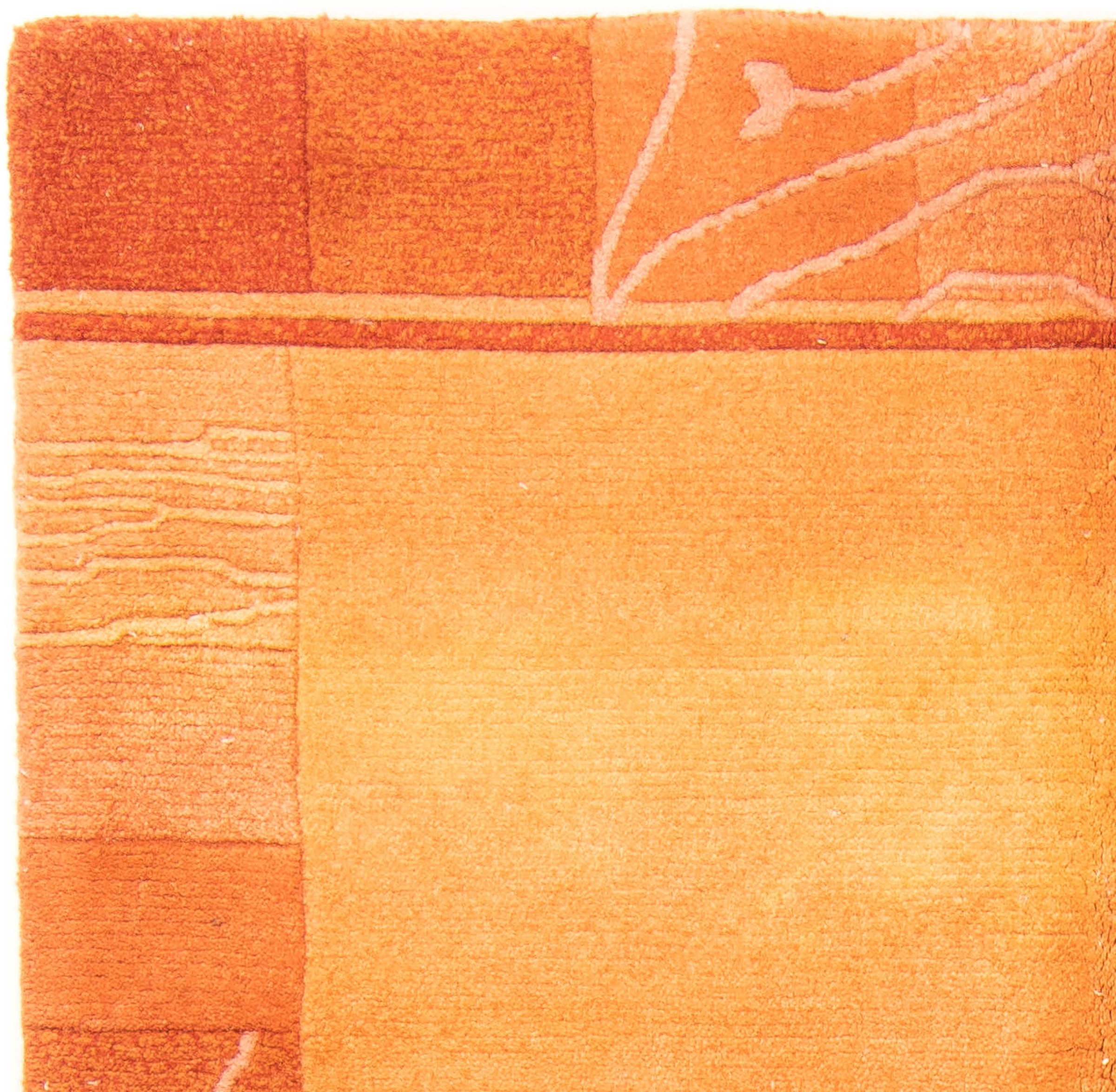 morgenland Wollteppich »Nepal - 200 x 140 cm - orange«, rechteckig, Wohnzimmer, Handgeknüpft, Einzelstück mit Zertifikat