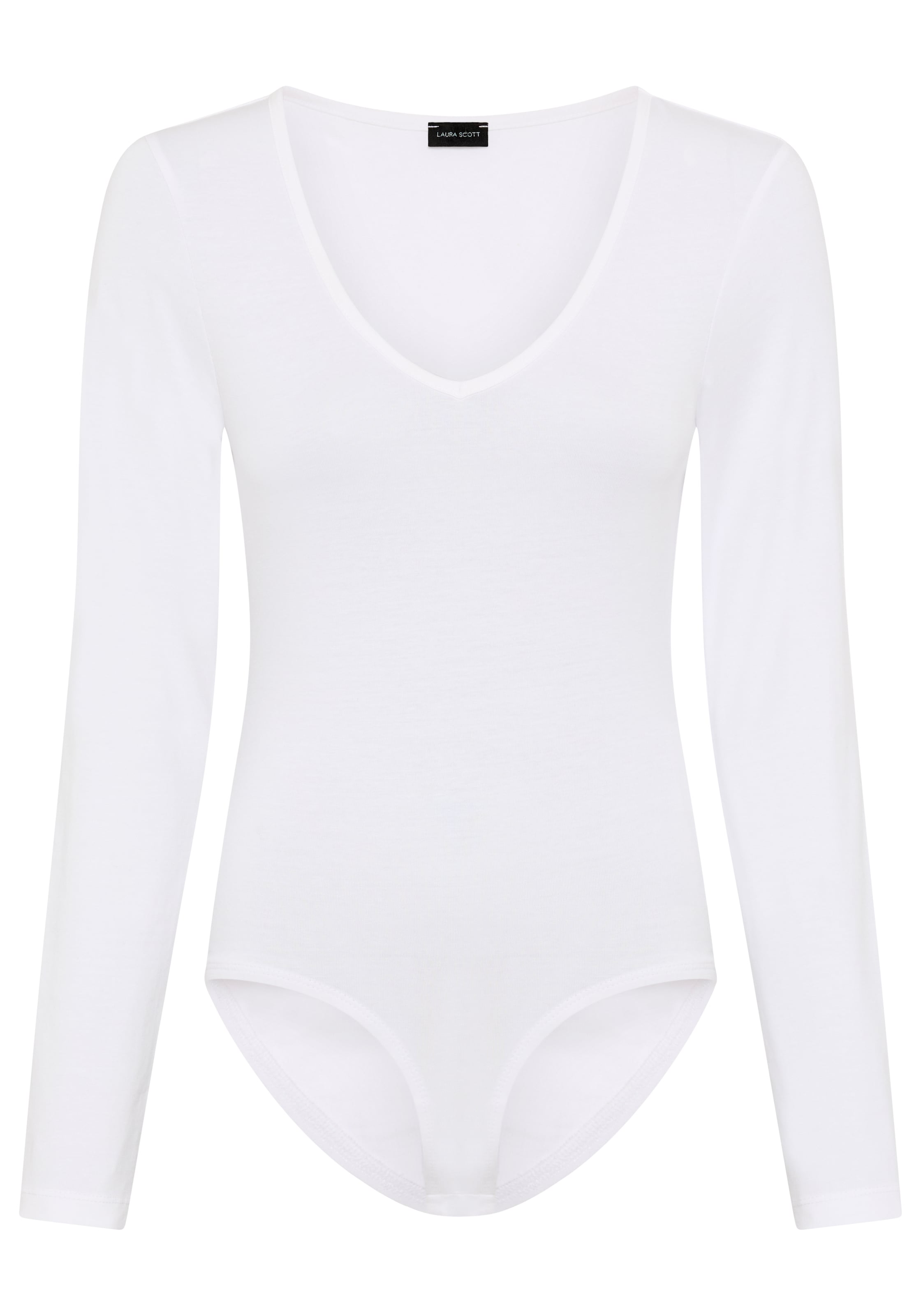 Laura Scott Langarmbody V-Ausschnitt, figurbetonte Passform, Basic Design