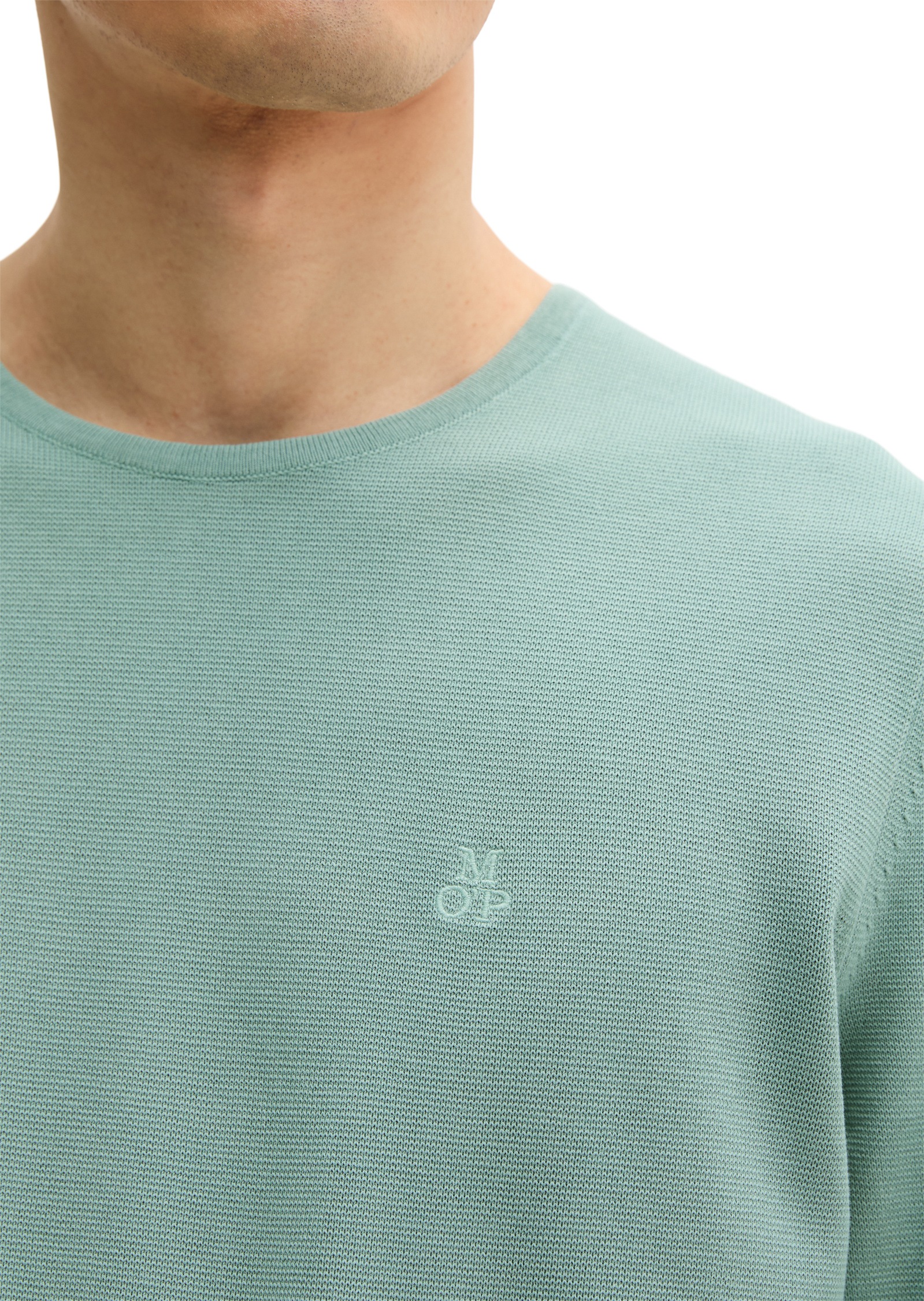 Rundhalspullover MARC O'POLO "aus zertifizierter Bio-Baumwolle", Damen, Gr. L, midnight moss, Obermaterial: 100% Baumwolle, unifarben, Rundhals, Pullover Rundhalspullover 6