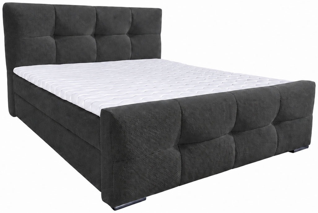 OTTO home Boxbett »RISE, Polsterbett mit Bettkasten, inkl. Taschenfederkernmatratze H3« inkl. Kaltschaumtopper, Strukturstoff-Bezug, Liegefläche 180x200 cm