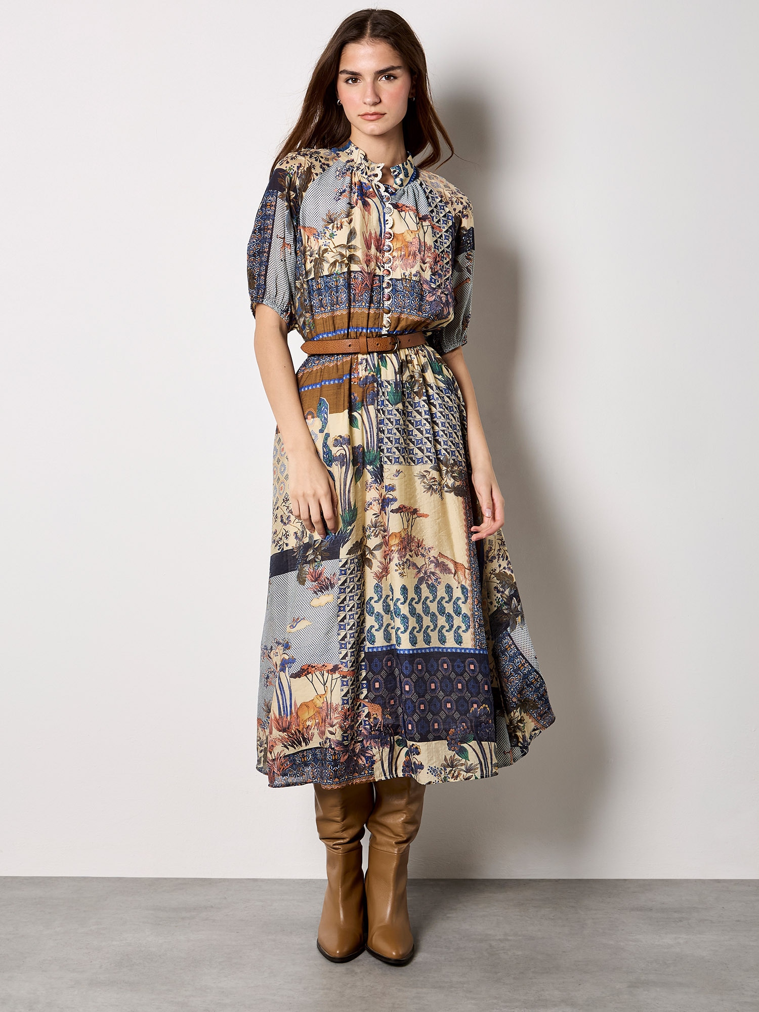 Apricot Midikleid "Midi-Kleid" mit Patchwork-Print