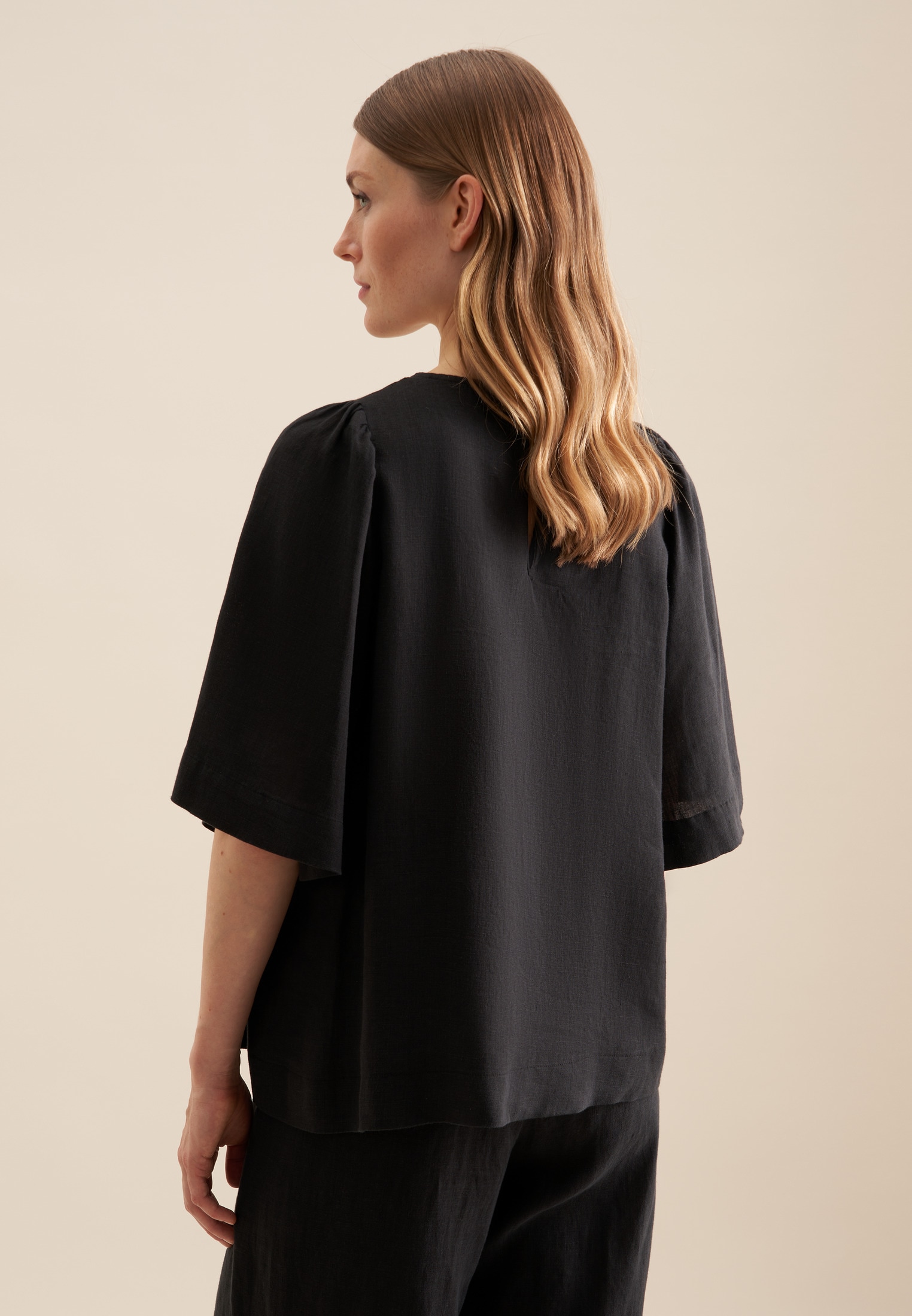 seidensticker Shirtbluse »Schwarze Rose«, Kurzarm Rundhals Uni