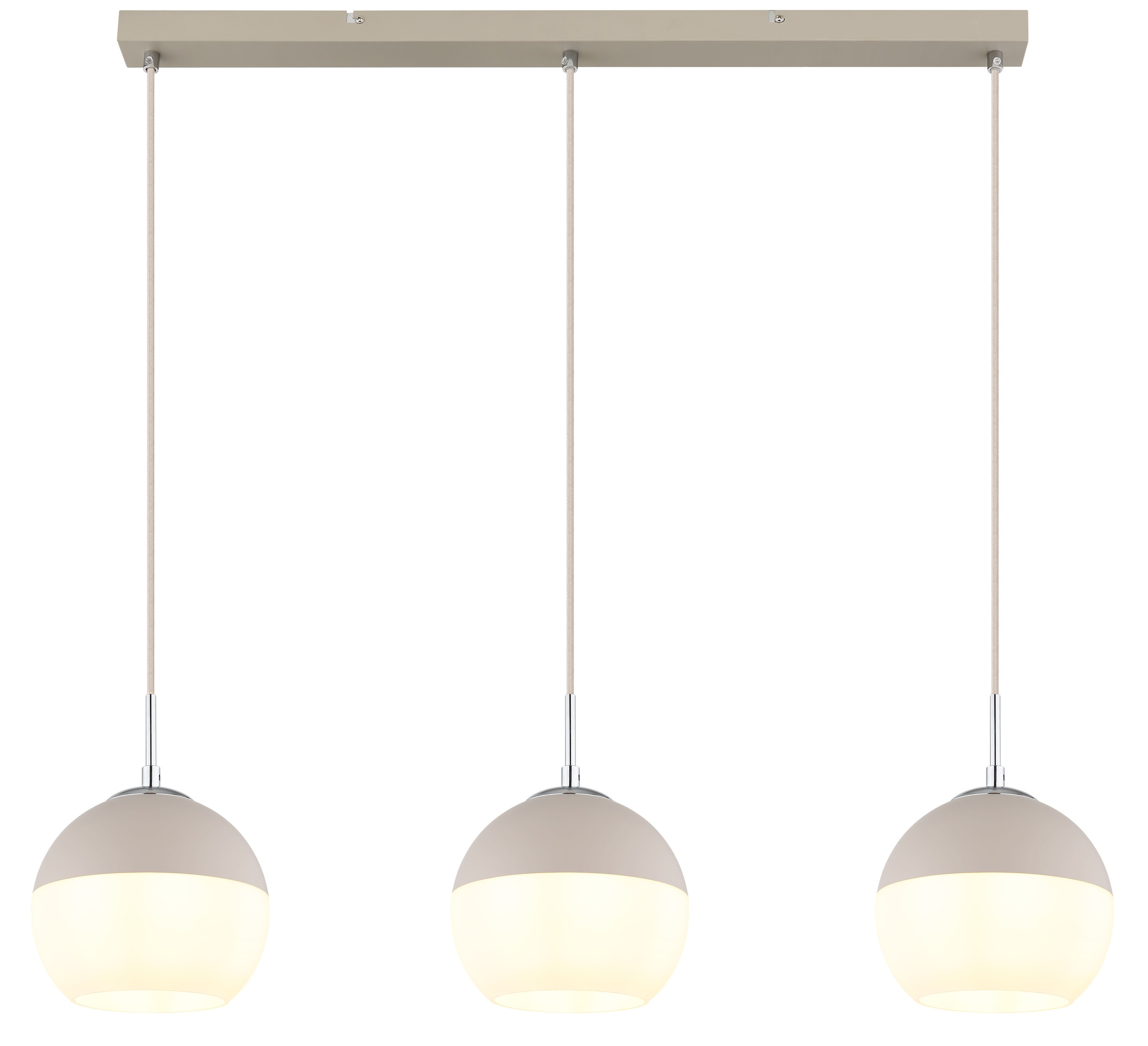 GLOBO LIGHTING Hängeleuchte »RAGUSA« E27 1 Stk. sandfarbene Pendelleuchte, Opal-Glaskugeln, 3xE27, höhenkürzbar