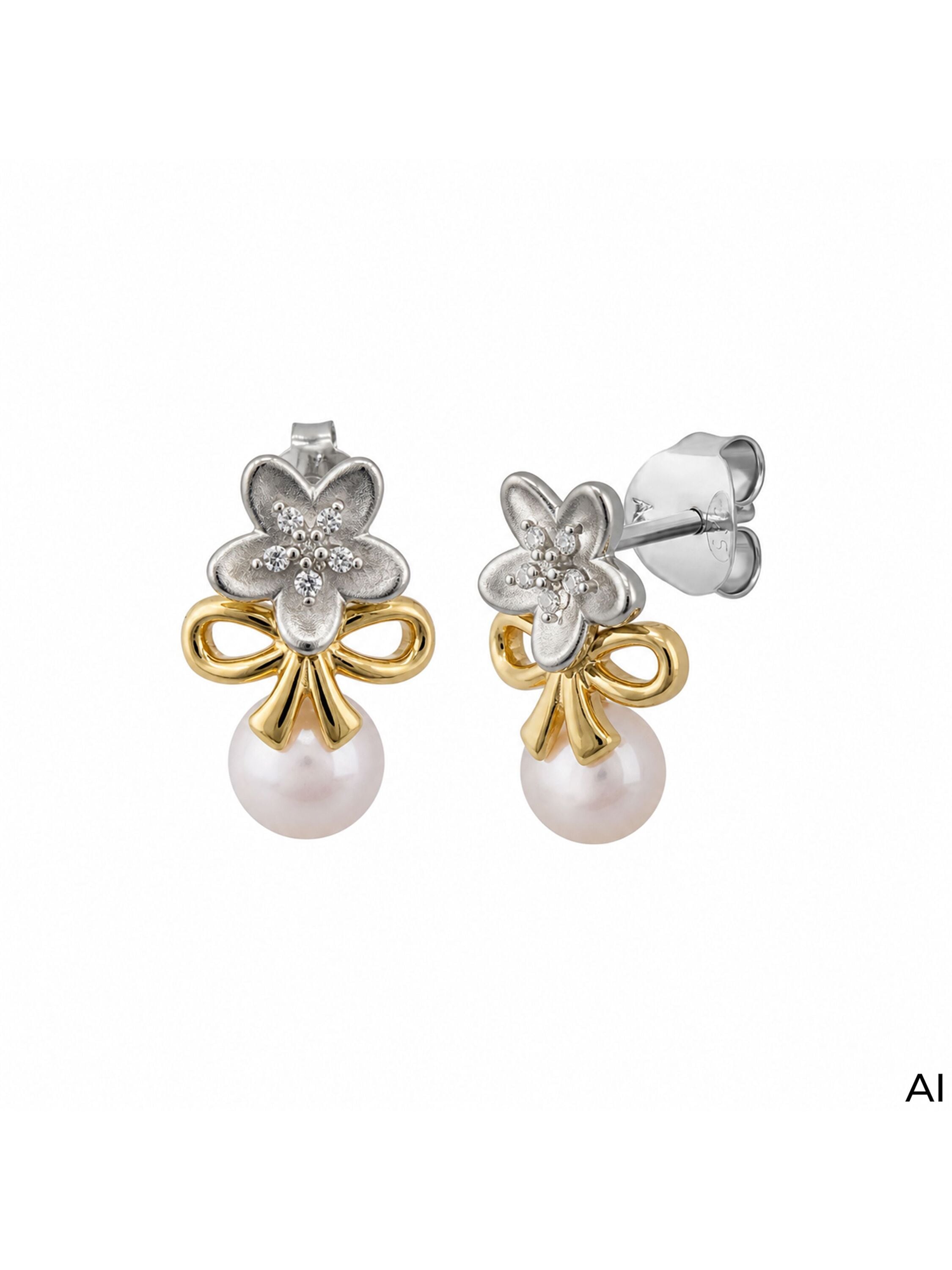 CELESTA Paar Ohrstecker »925/- Sterling Silber Tracht zweifarbig Perle«