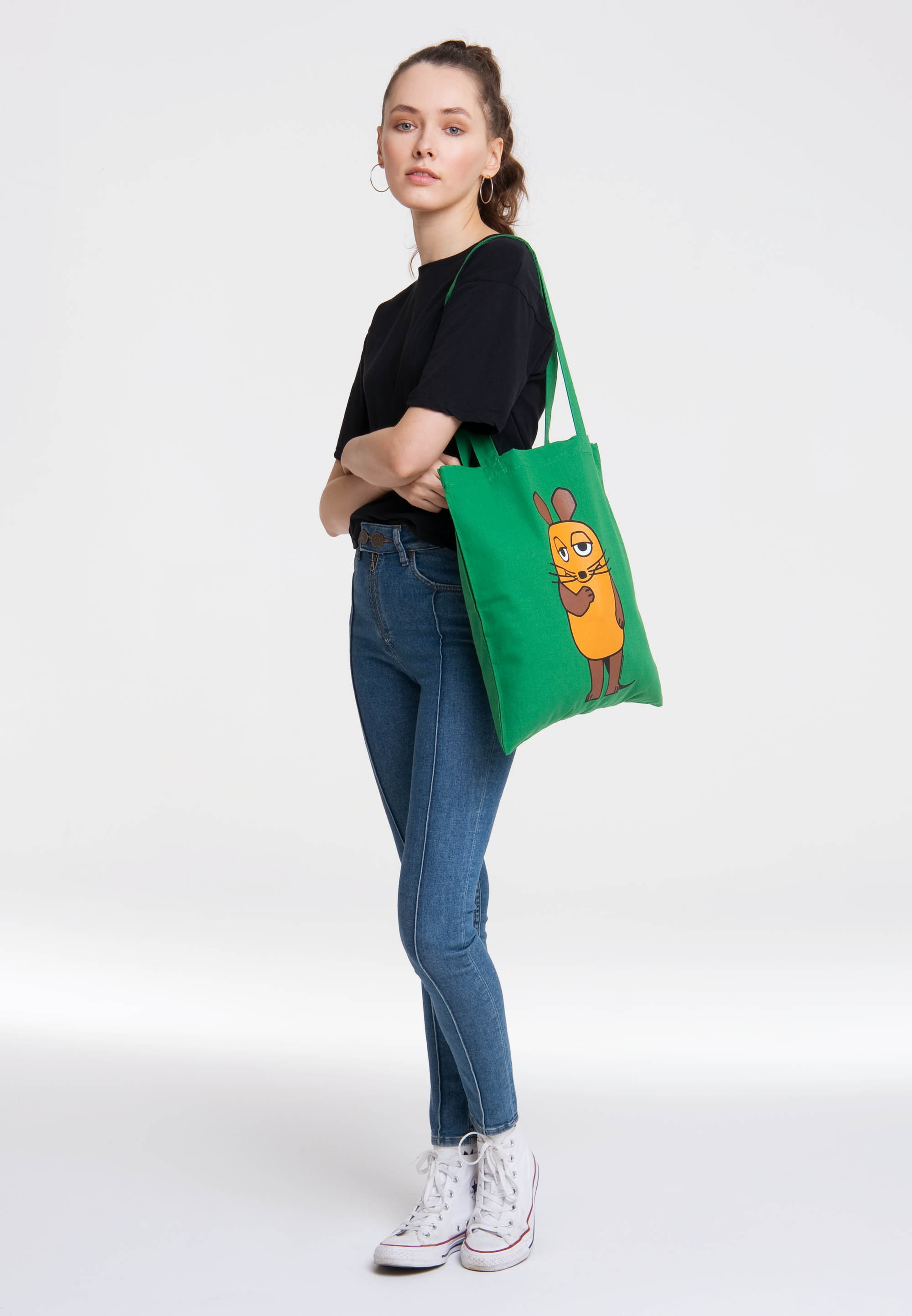 LOGOSHIRT Henkeltasche »Baumwolltasche Die Sendung mit der Maus«, mit Sendung mit der Maus-Logo